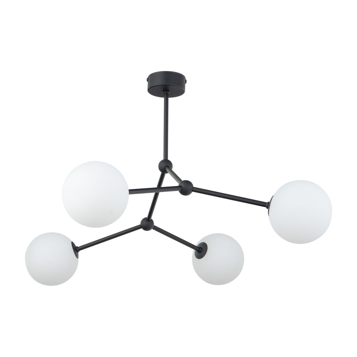 Deckenlampe Kugelschirm Schwarz Weiß Metall Glas