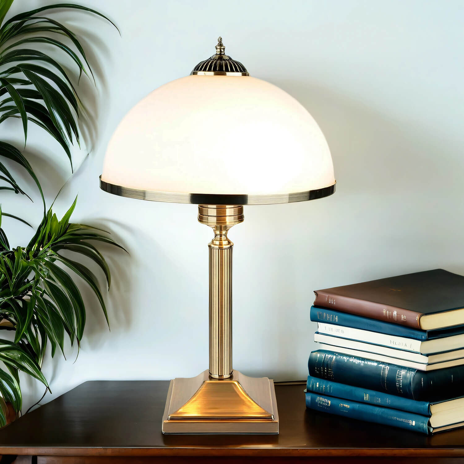 Tischleuchte MARLOW 50cm in Messing antik Jugendstil Lampe, Tischlampe