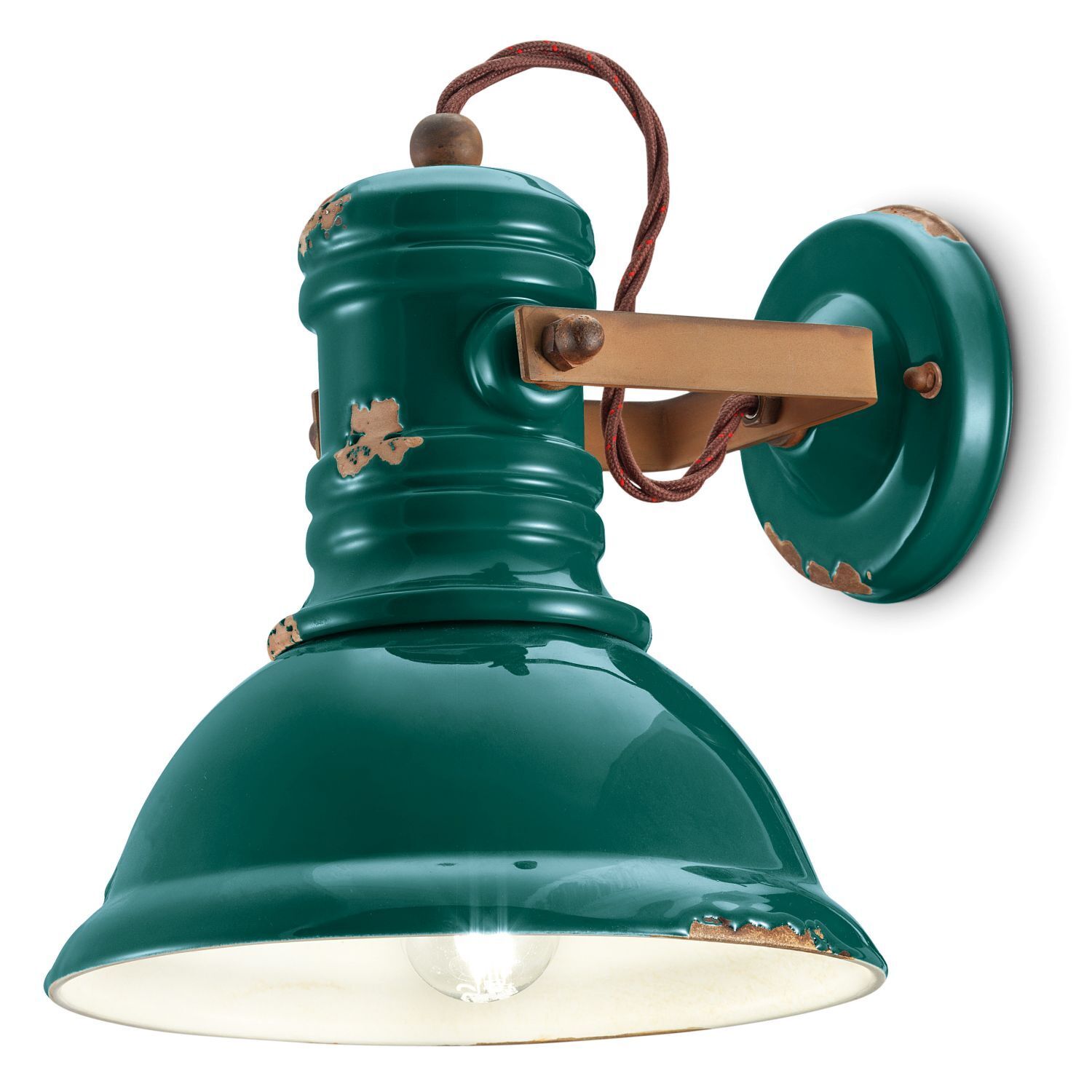 Wandspot Keramik E27 B: 25 cm verstellbar Petrol Shabby
