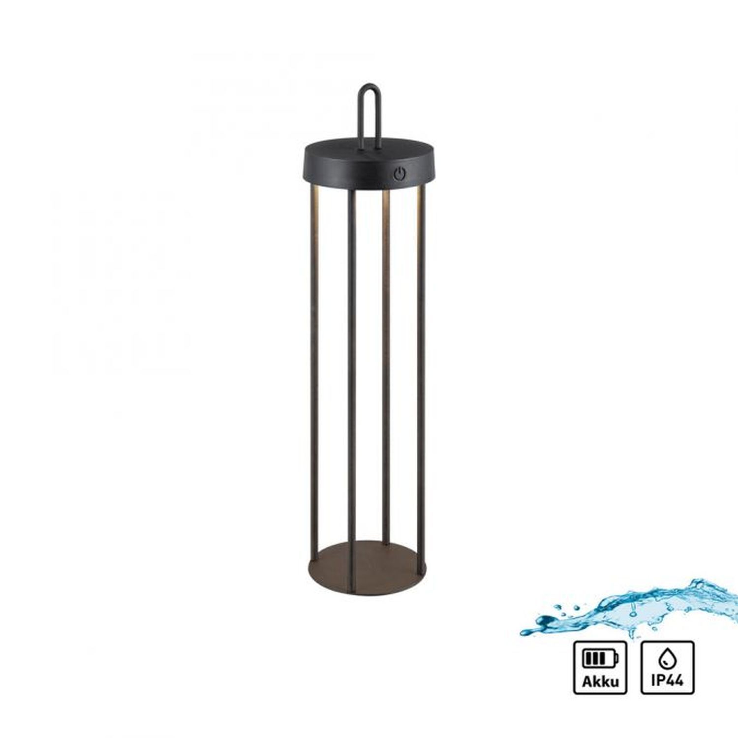 LED Akku Tischleuchte Metall dimmbar IP44 2 W Schwarz