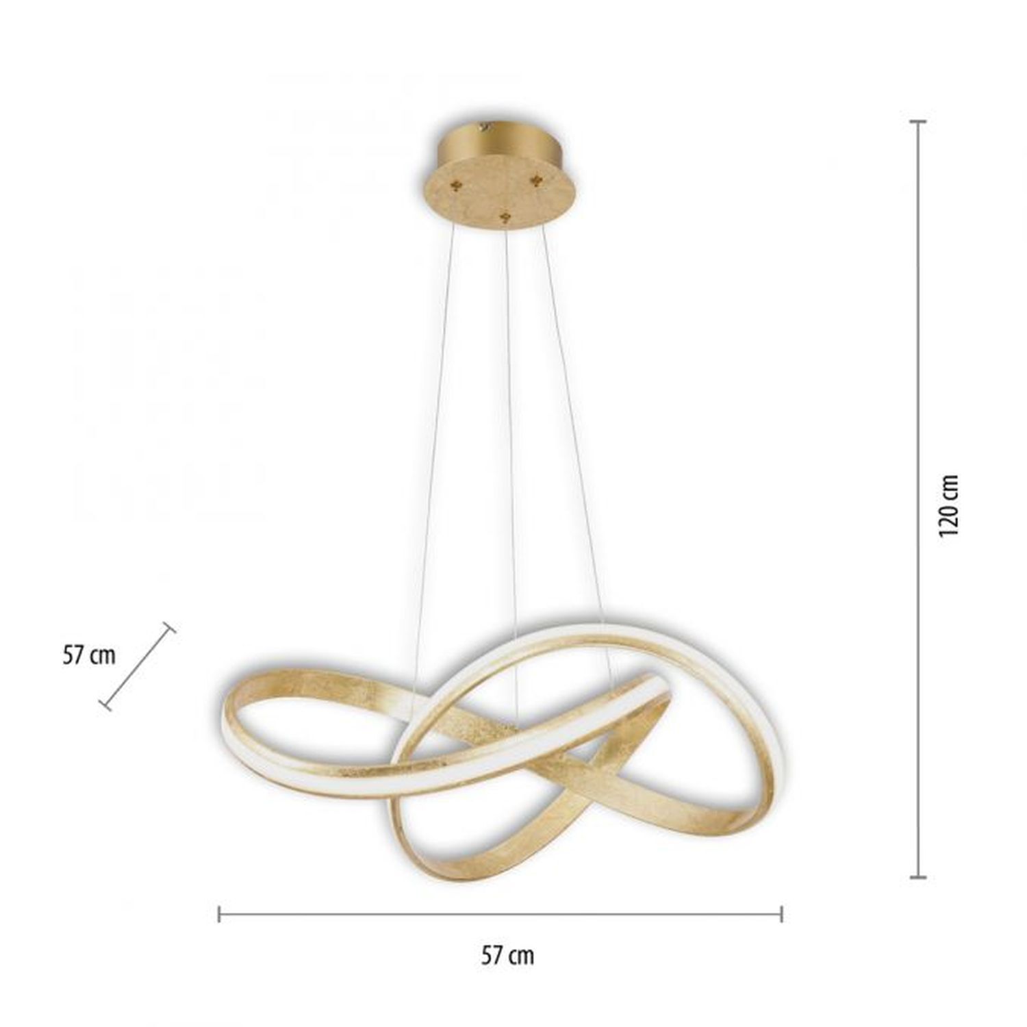 Geschwungene LED Pendelleuchte in Gold 30 W dimmbar