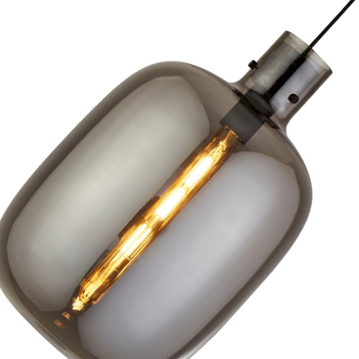 Hängeleuchte Rauchglas E27 D: 30 cm H: max. 120 cm Grau