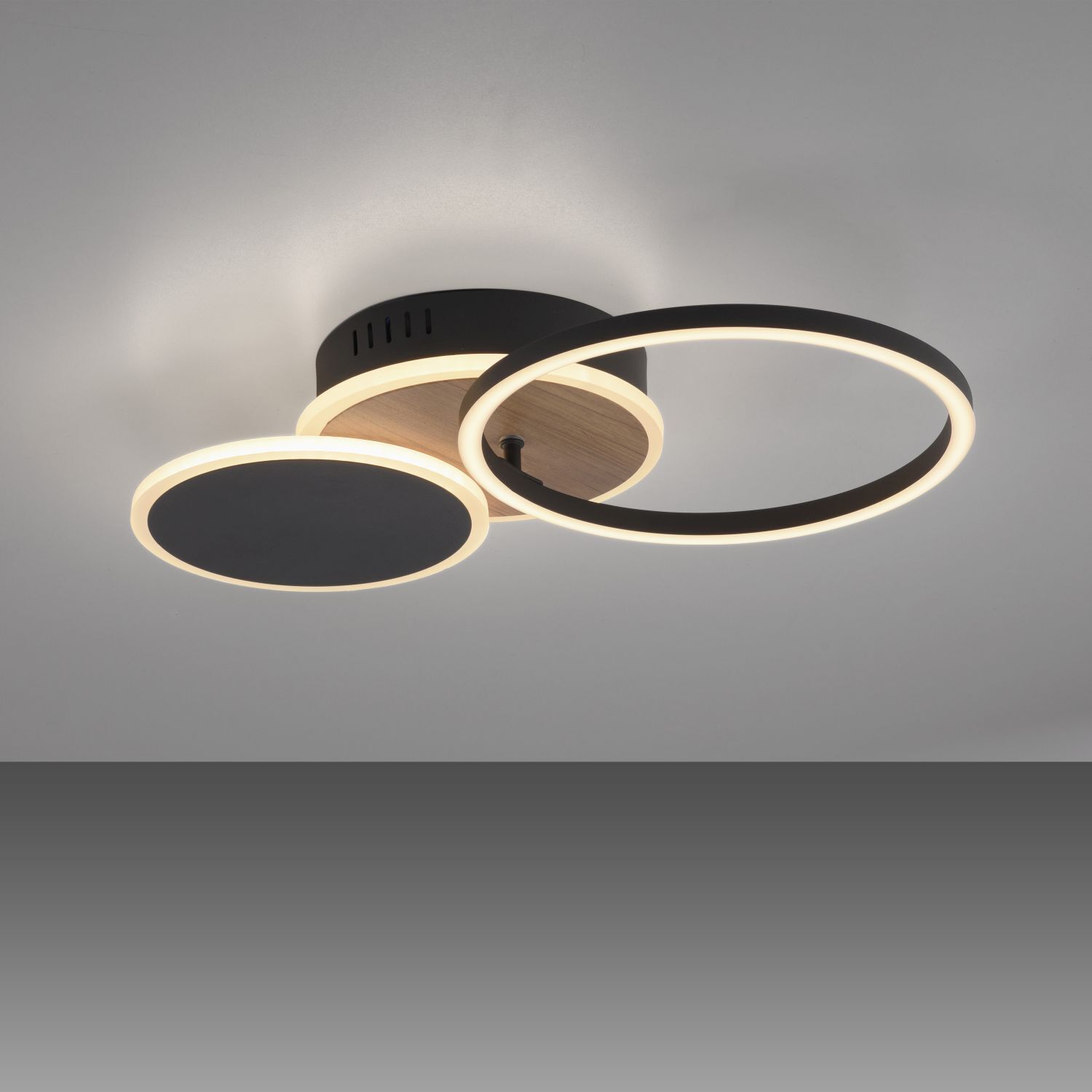 LED Deckenlampe Schwarz Natur warmweiß 26 W verstellbar