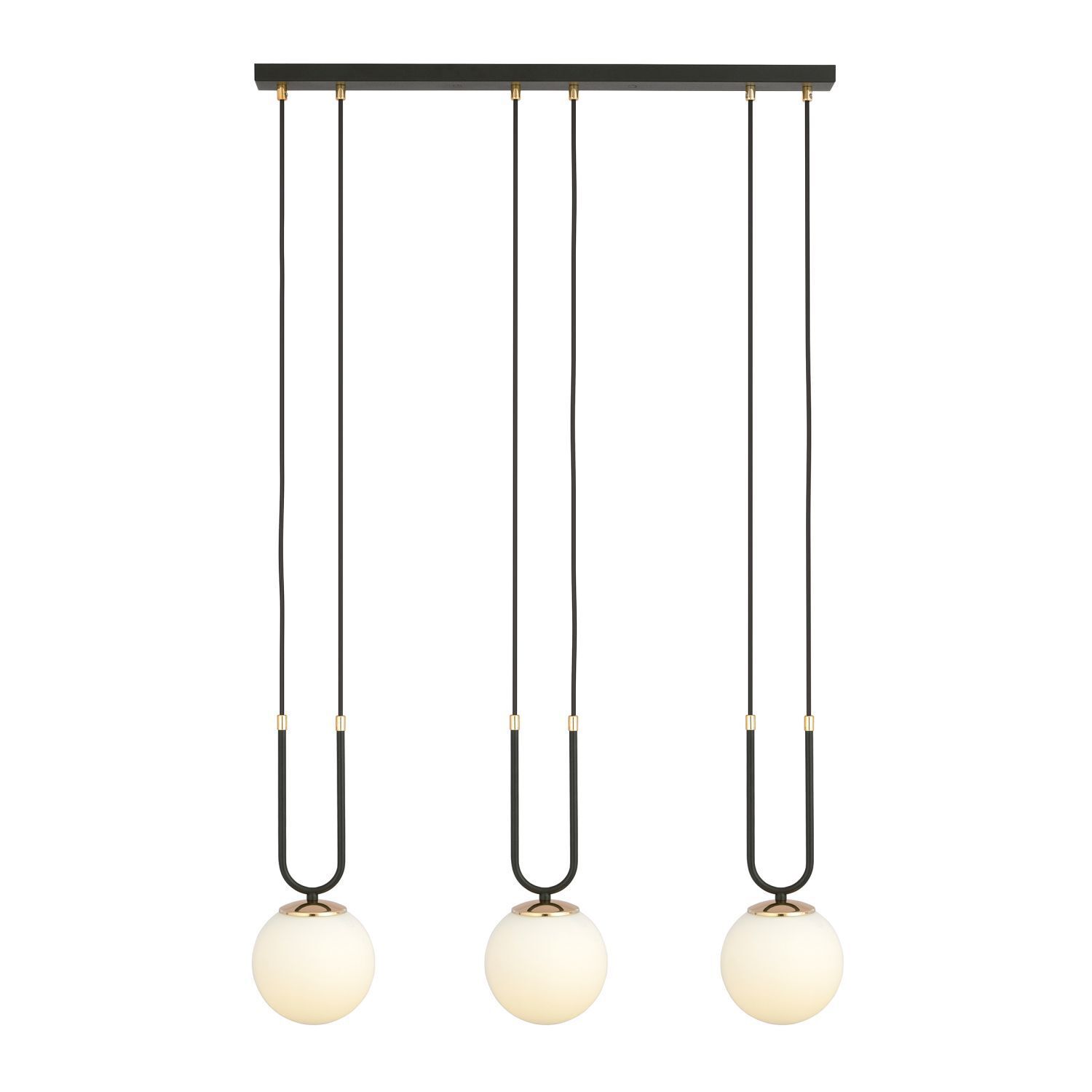 Hängelampe Metall Glas B: 70 cm Schwarz Weiß E14 3-flammig