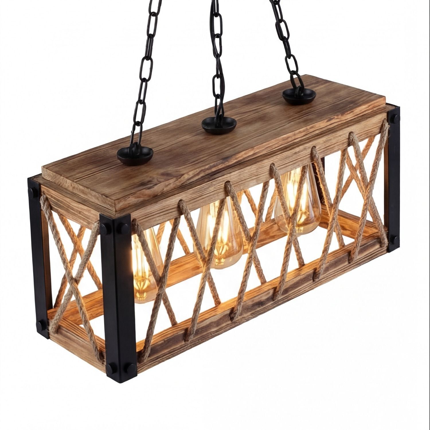 Hängeleuchte, Holz, Seil, Industrial, Lichtquelle