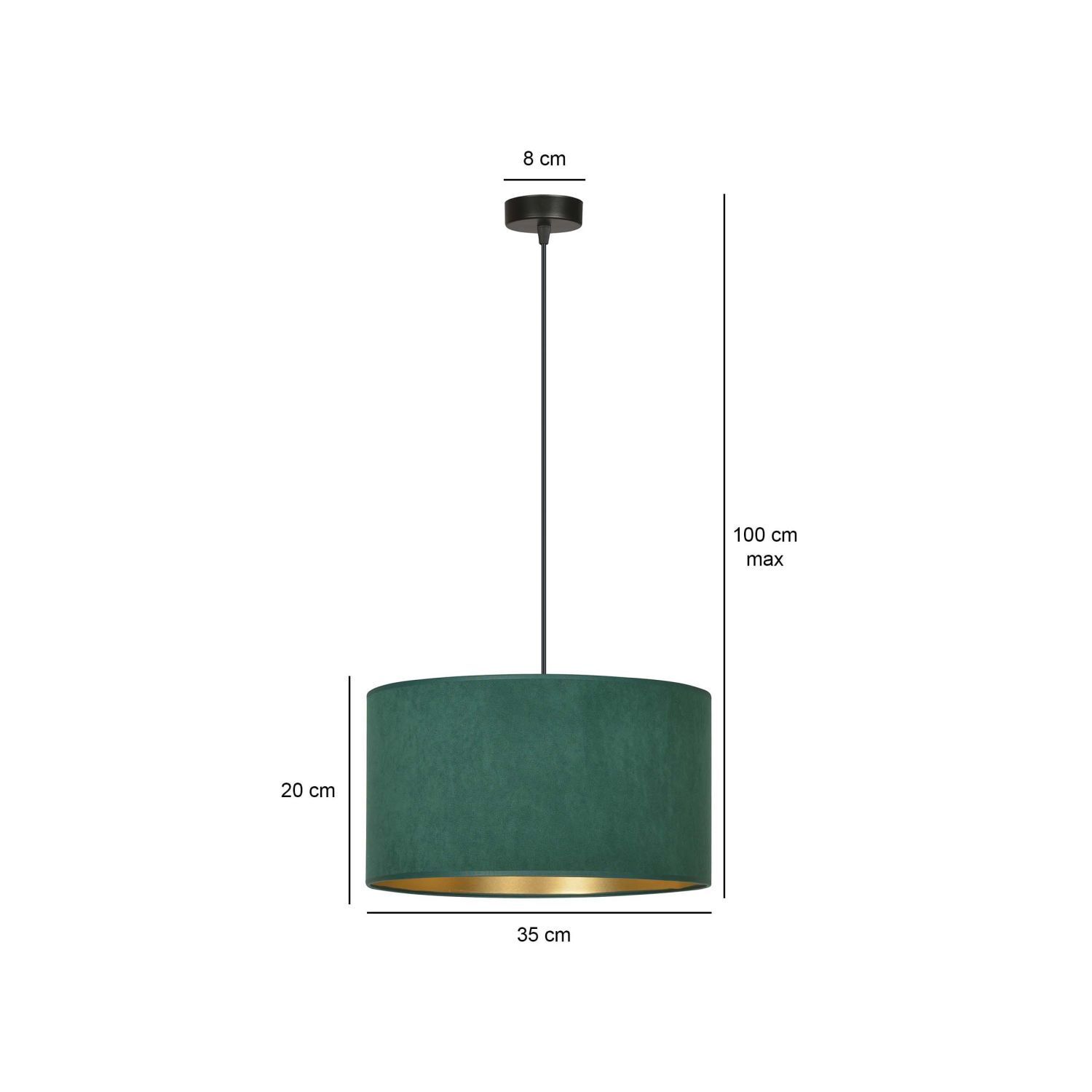 Pendelleuchte Grün Gold Schwarz Ø 35 cm rund E27 Stoff Metall