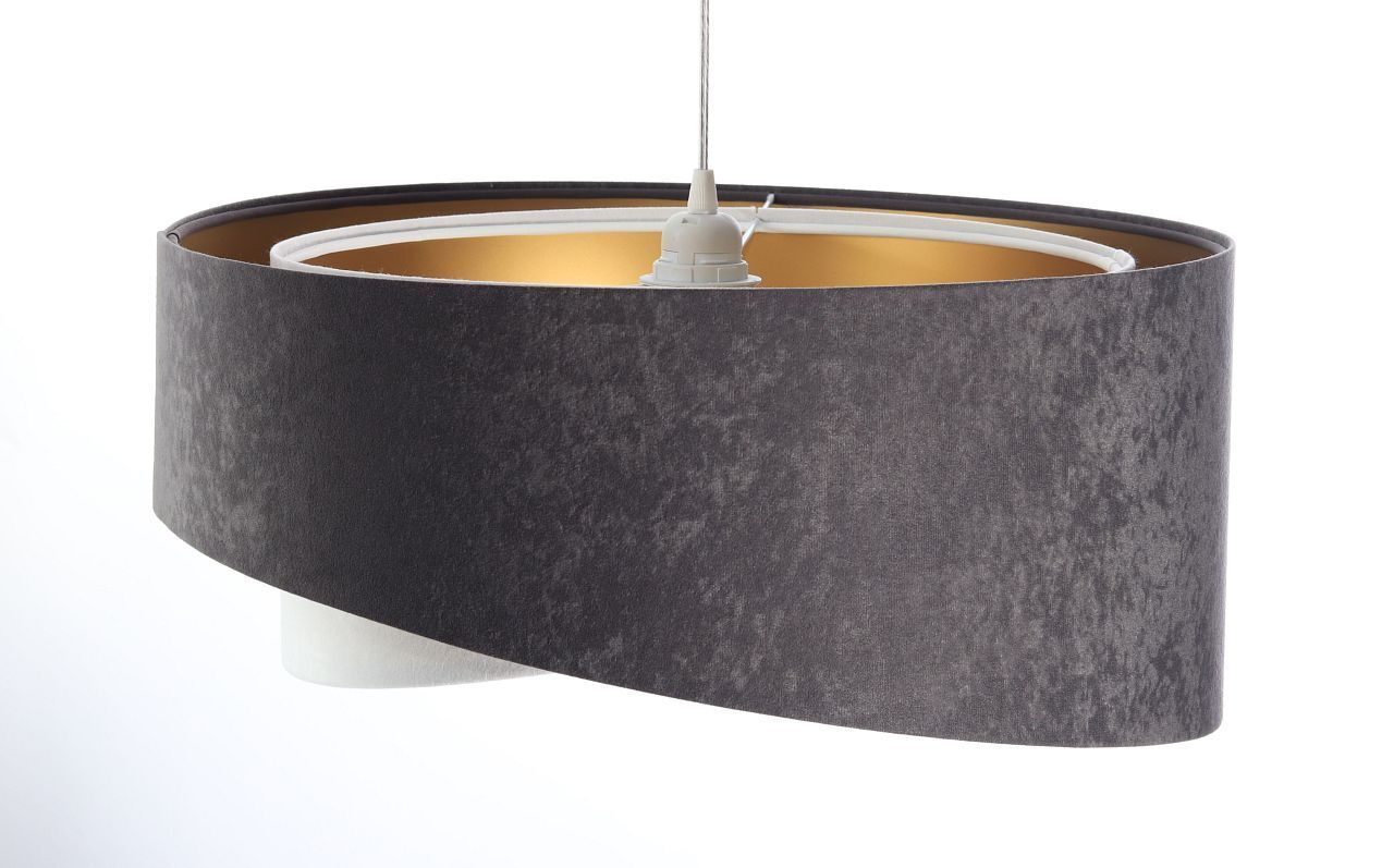 Pendelleuchte Stoff Dunkelgrau Gold E27 rund Ø 50 cm