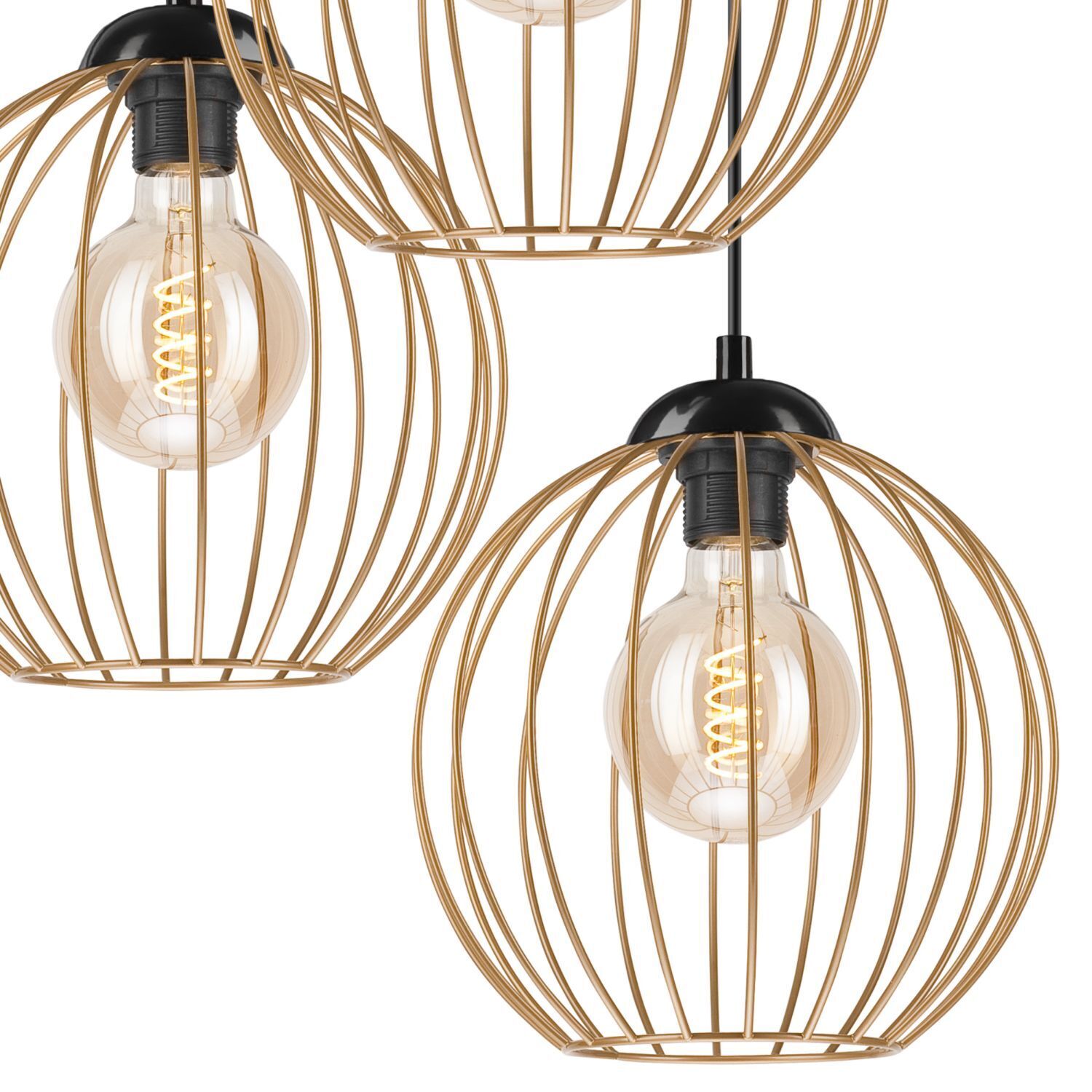 Hängelampe Schwarz Braungold Ø 50 cm Metall cm verstellbar Lampe, Kronleuchter, Licht