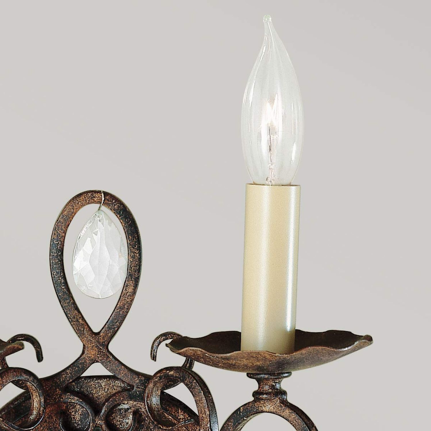 Wandlampe Metall Kristall 2x E14 H: 29,8 cm in Bronze Antik