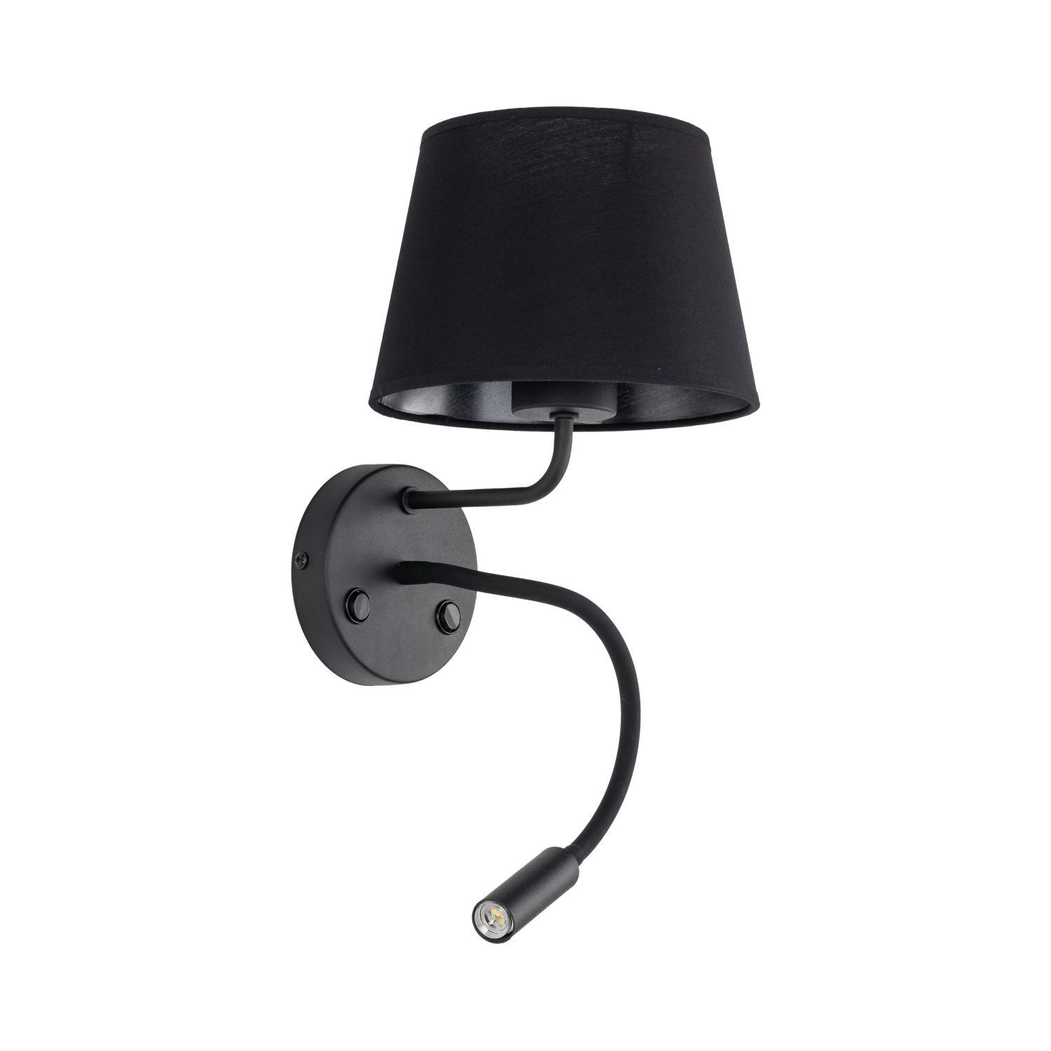 Wandlampe Schalter Schwanenhals H: 50 cm E27 + G9 Schwarz