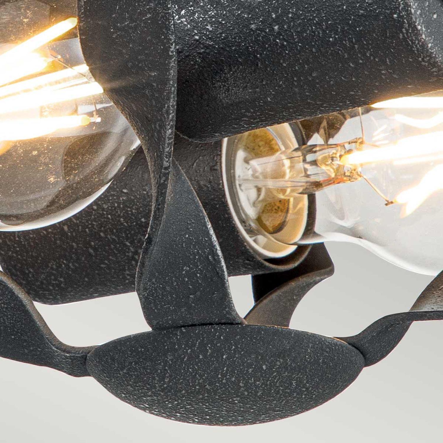 Shabby Deckenleuchte Rustikal Metall Ø 33 cm rund Grau Lampe, Bodeneinbauleuchte, Glühbirne, Metall, Schwarz