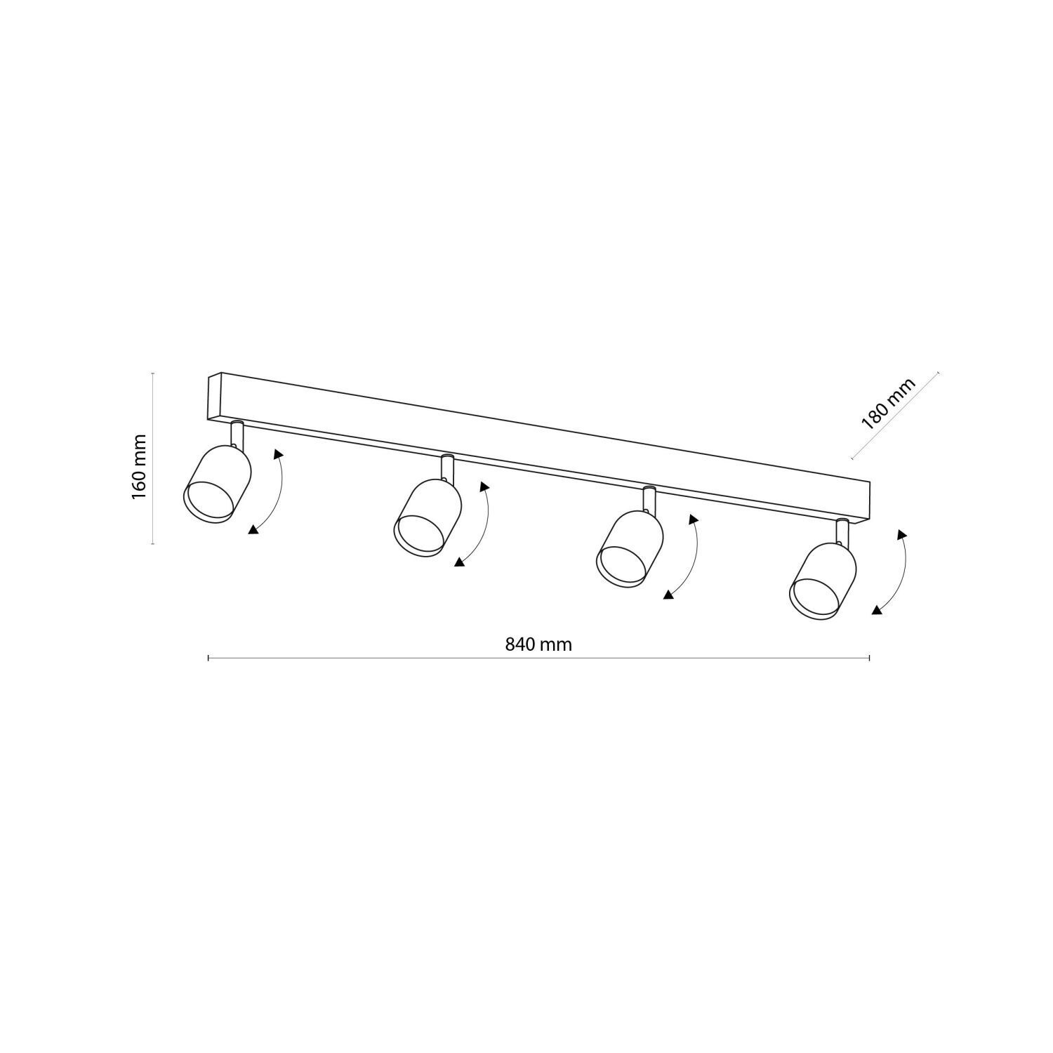 Deckenstrahler Wohnzimmer 84 cm lang Metall Schwarz Gold