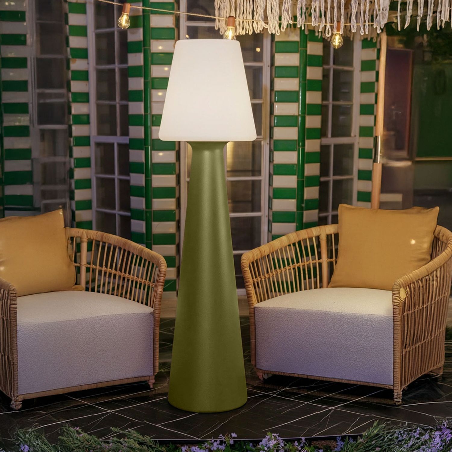 LED Akku Stehleuchte dimmbar IP65 3000-6500 K Olivgrün