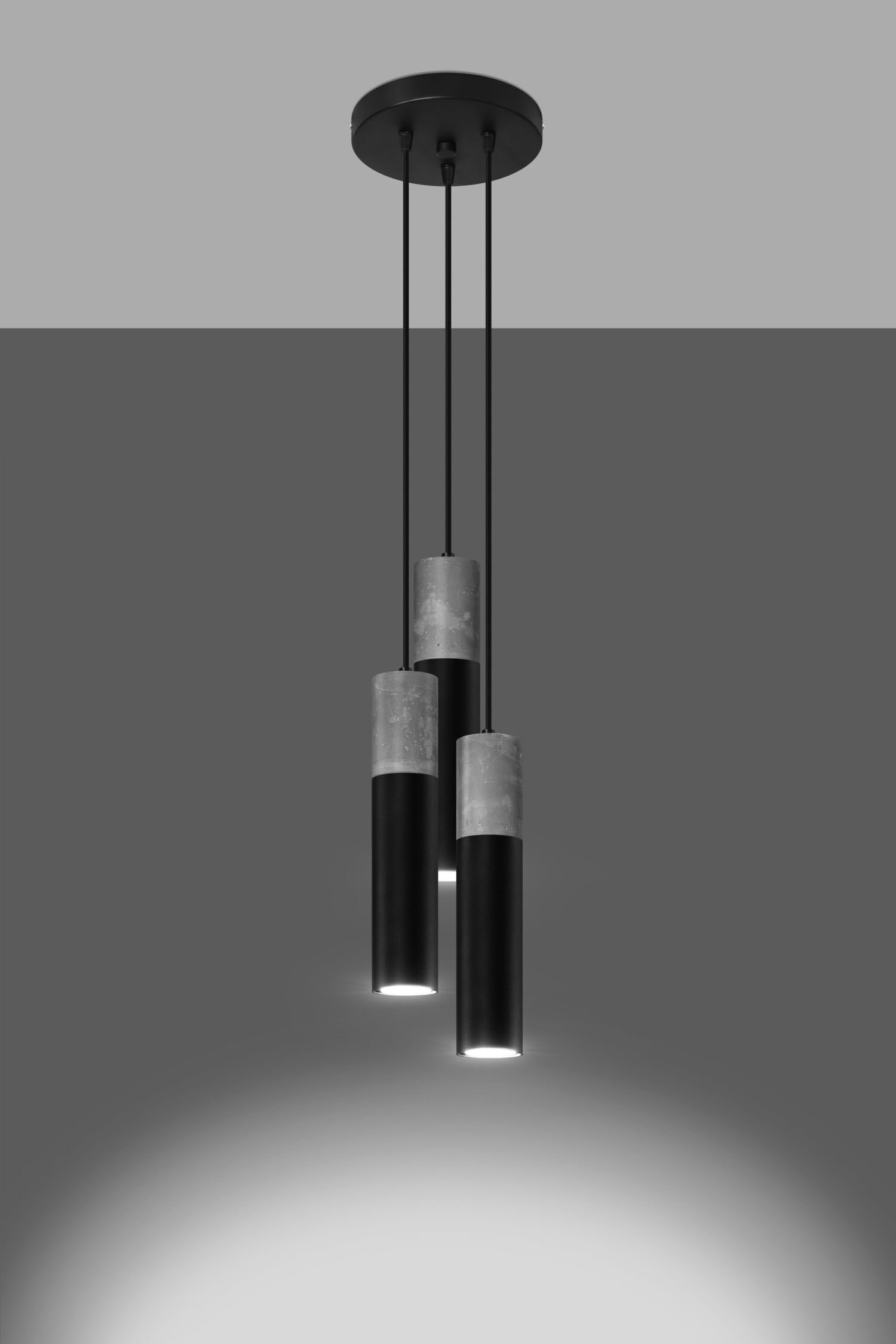 Hängelampe Schwarz Grau Ø 20 cm Metall Beton 3-flammig