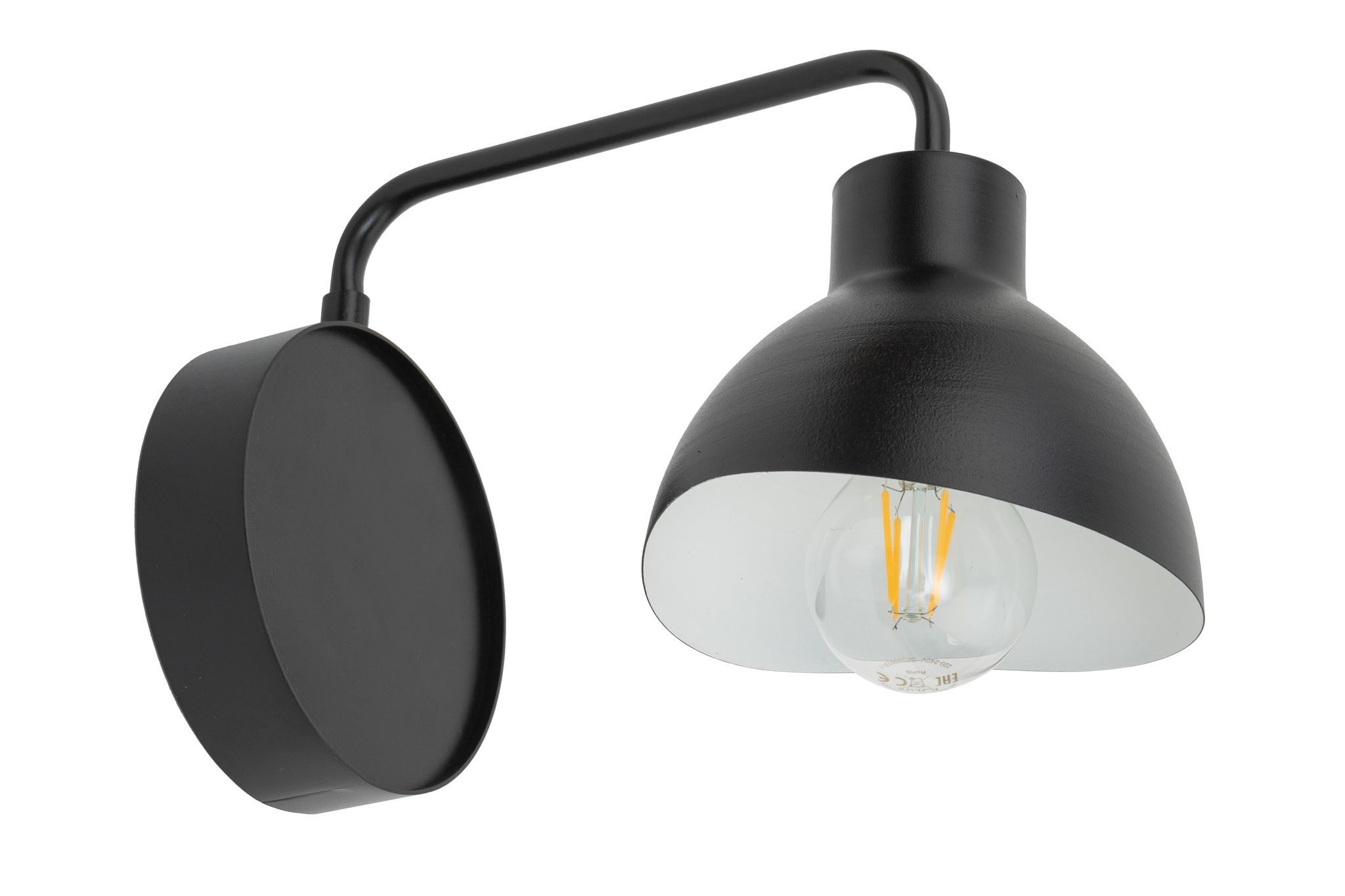 Schwarze Wandlampe Weiß Metall H:19 cm E27 stylisch