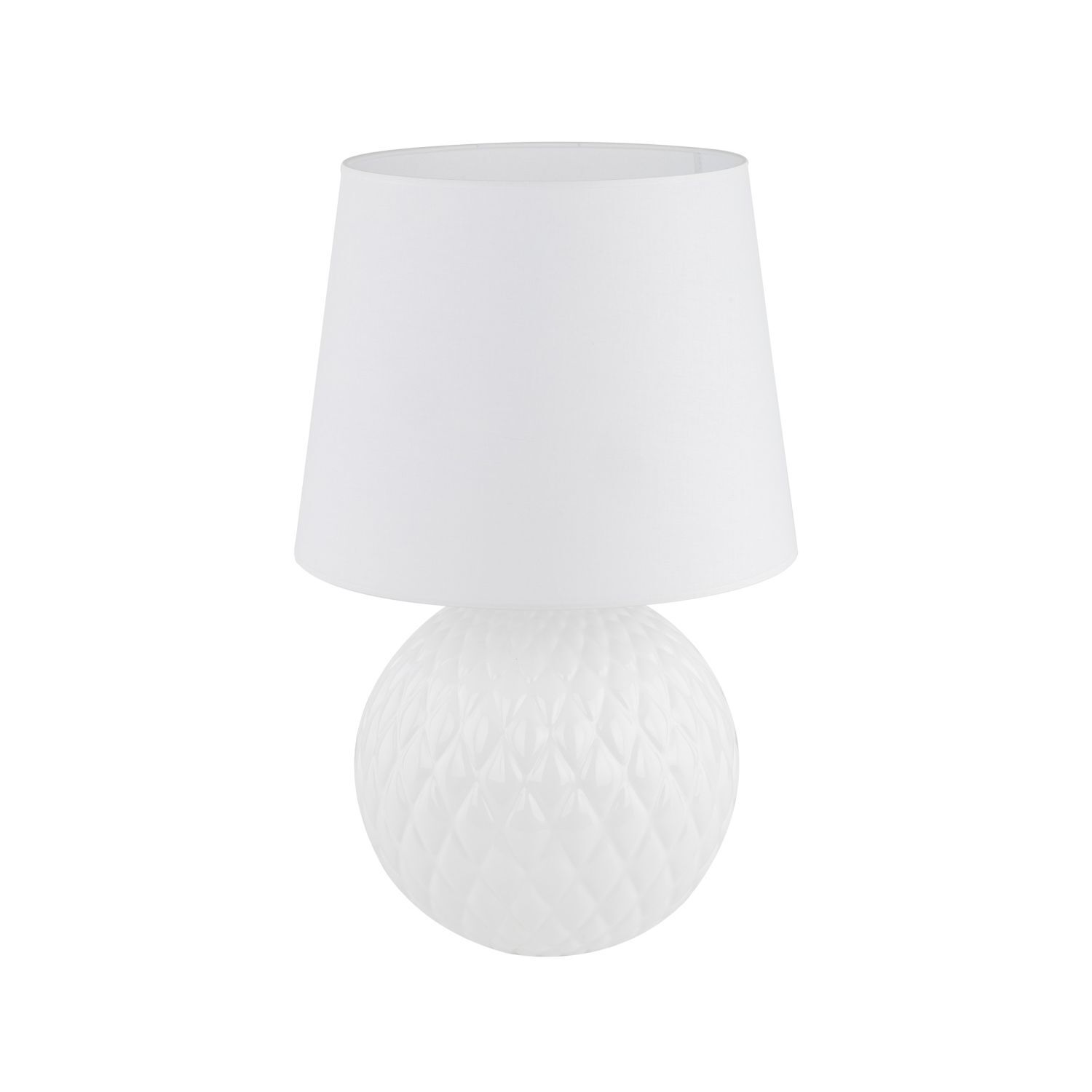 Tischleuchte Weiß 60 cm hoch Ø 38 cm Glas Stoff DOLORES Lampe, Tischlampe, Lampenschirm