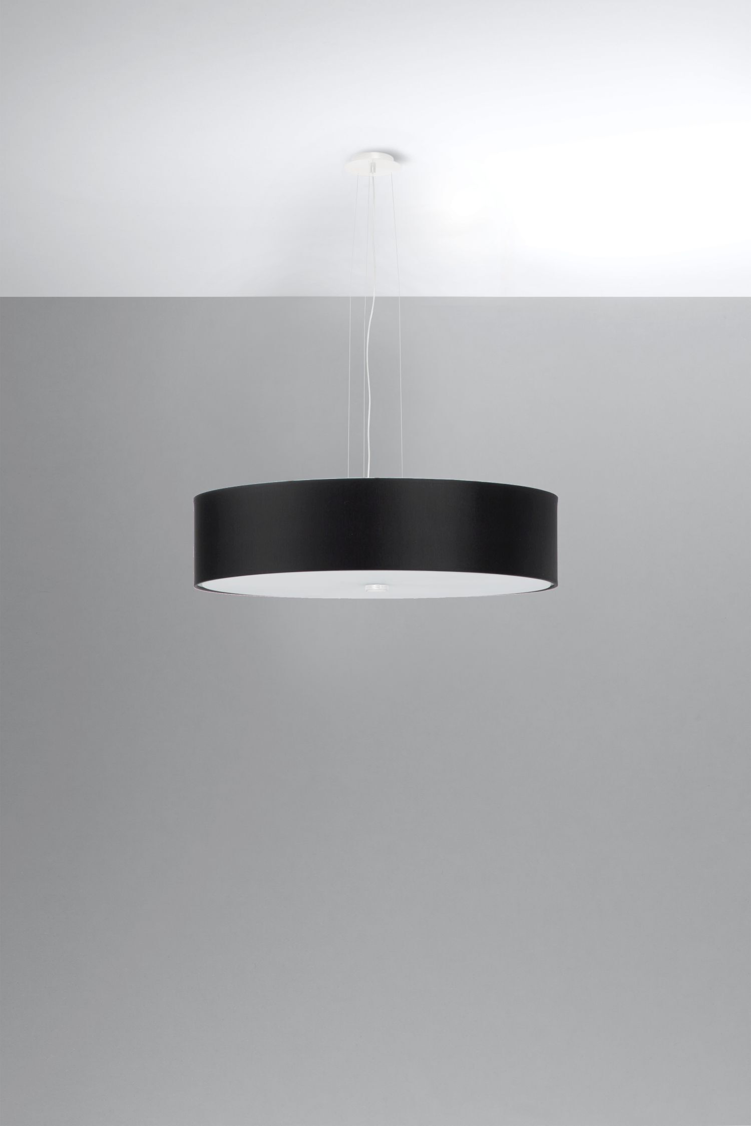 Pendelleuchte rund Ø 50 cm Schwarz blendarm Stoff Glas