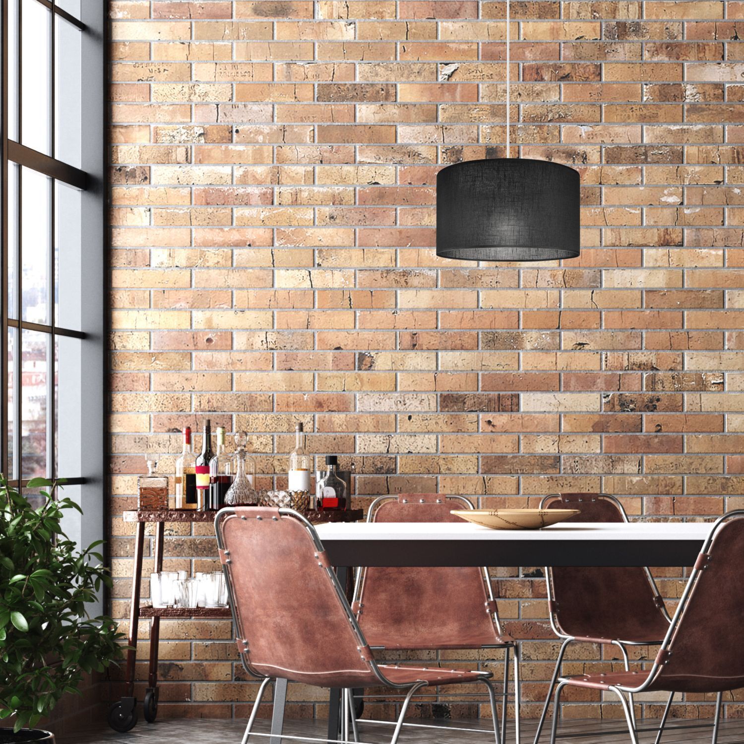 Hängelampe Schwarz rund Ø 35 cm E27 verstellbar Stoff ISIDE