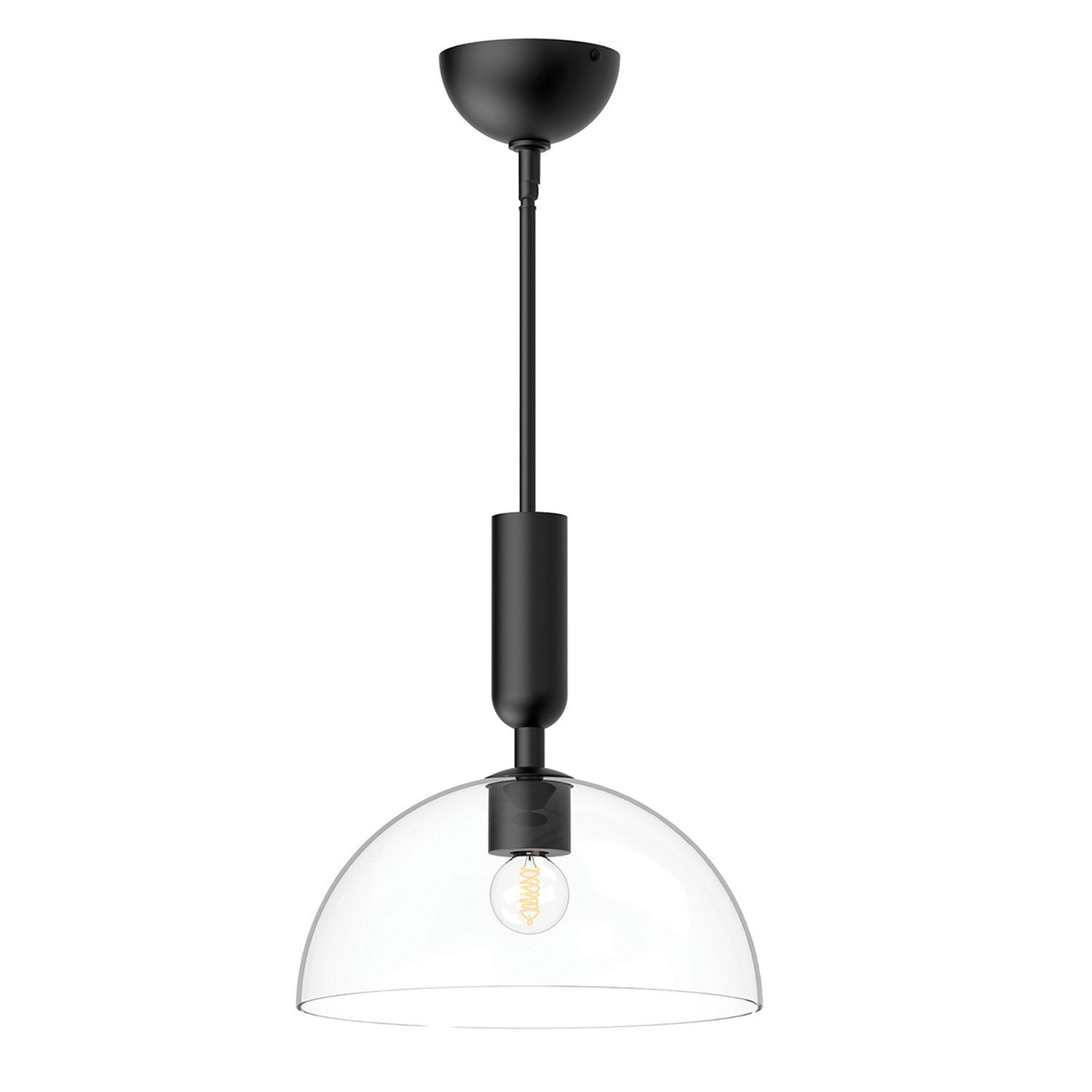 Pendelleuchte Metall Glas rund D: 30,5 cm Schwarz E27