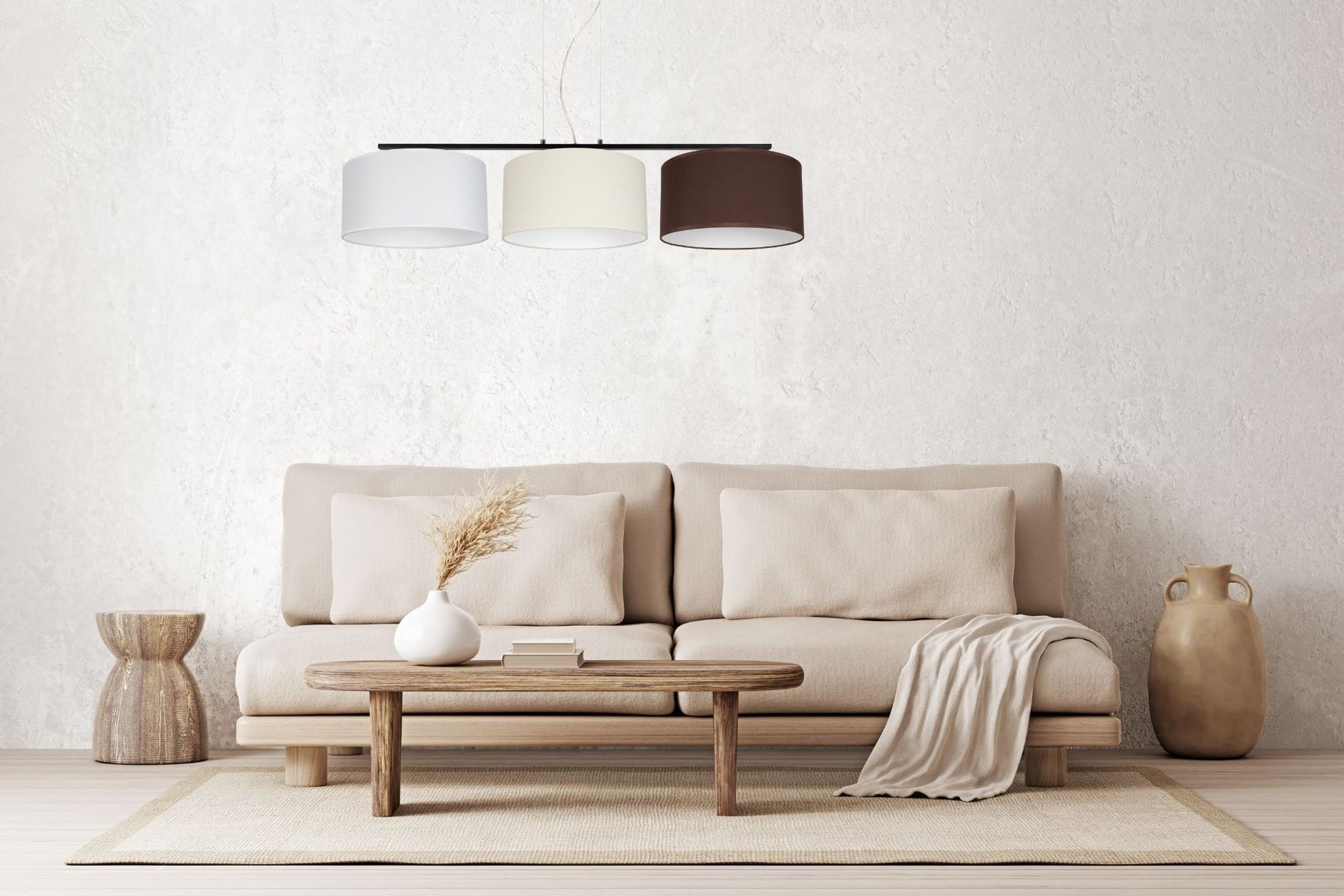 Wohnzimmer, Sofa, Beige, Couchtisch, Hängelampe