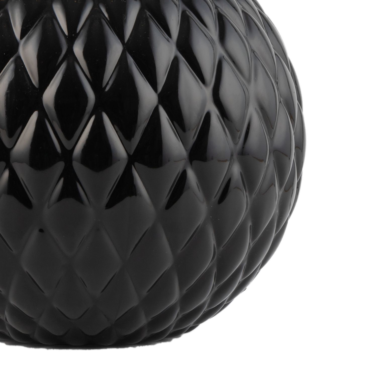 Tischleuchte Schwarz 60 cm hoch Glas Stoff E27 DOLORES Sphäre, Reifen