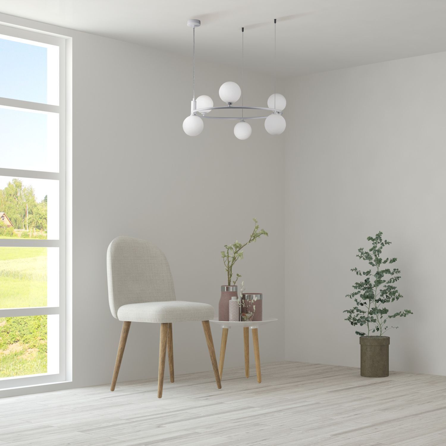 Pendelleuchte Metall Glas G9 B: 58 cm H: max. 184 cm