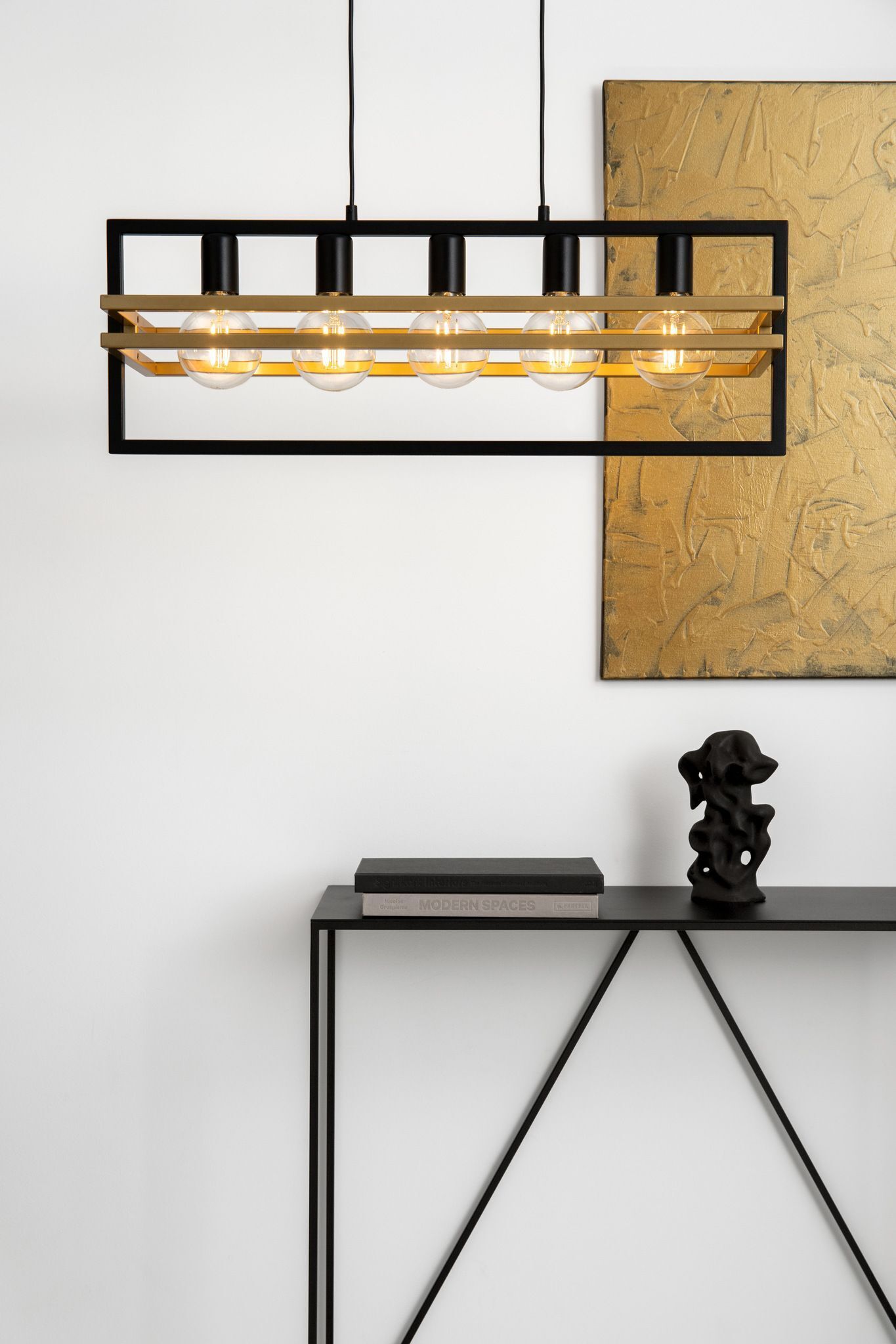 Hängelampe Design Gold Schwarz E27 5-flammig aus Metall