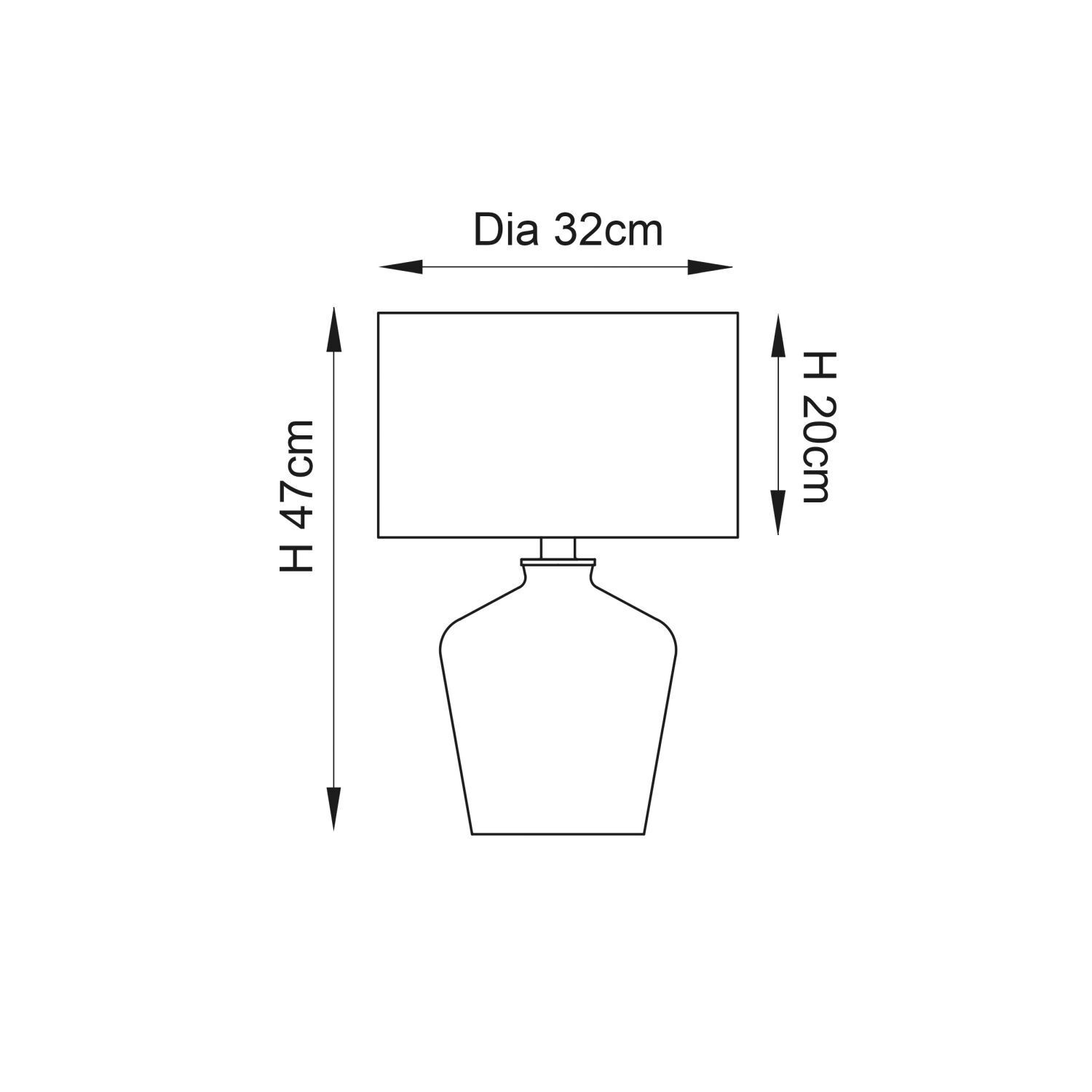 Tischleuchte Glas Stoff 47 cm hoch in Chrom Weiß E27
