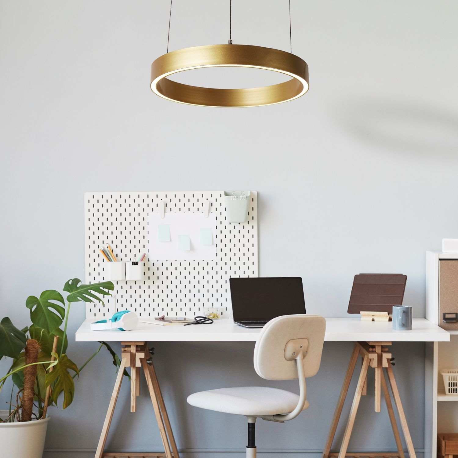 LED Hängelampe Metall rund Ø 44 cm in Gold