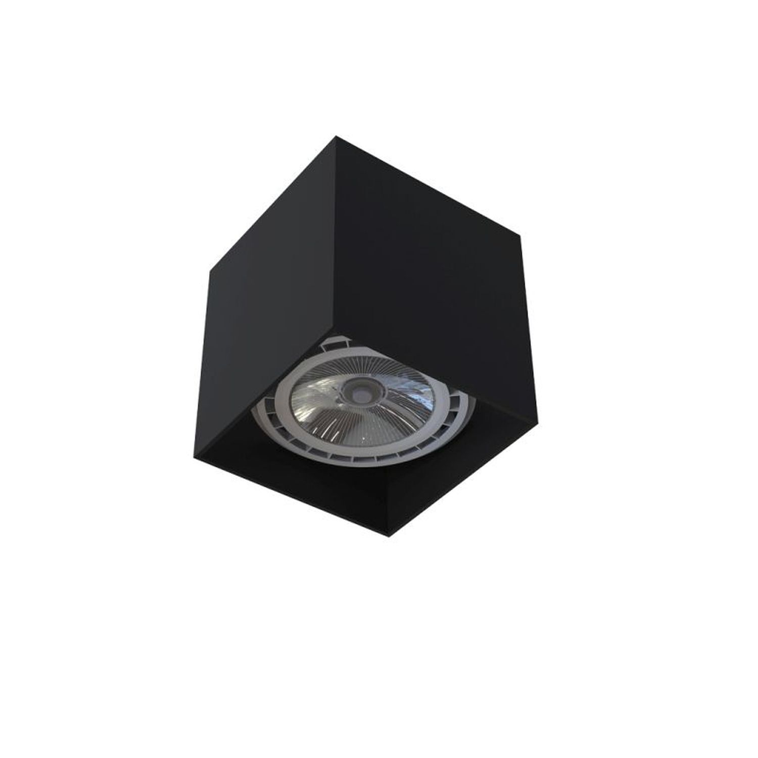 Deckenspot GU10 B: 12 cm Würfel Schwarz Aluminium WARTA