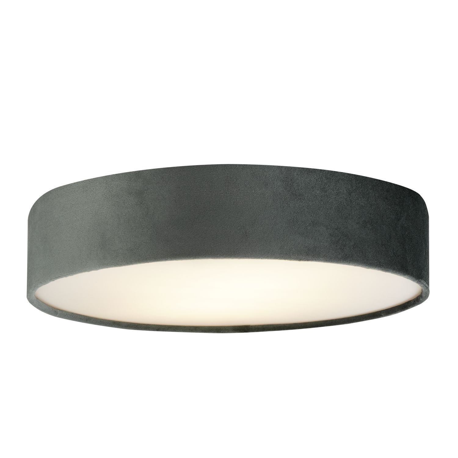 Deckenlampe rund Ø 50 cm H: 10 cm Grau Samt Schirm 3x E27