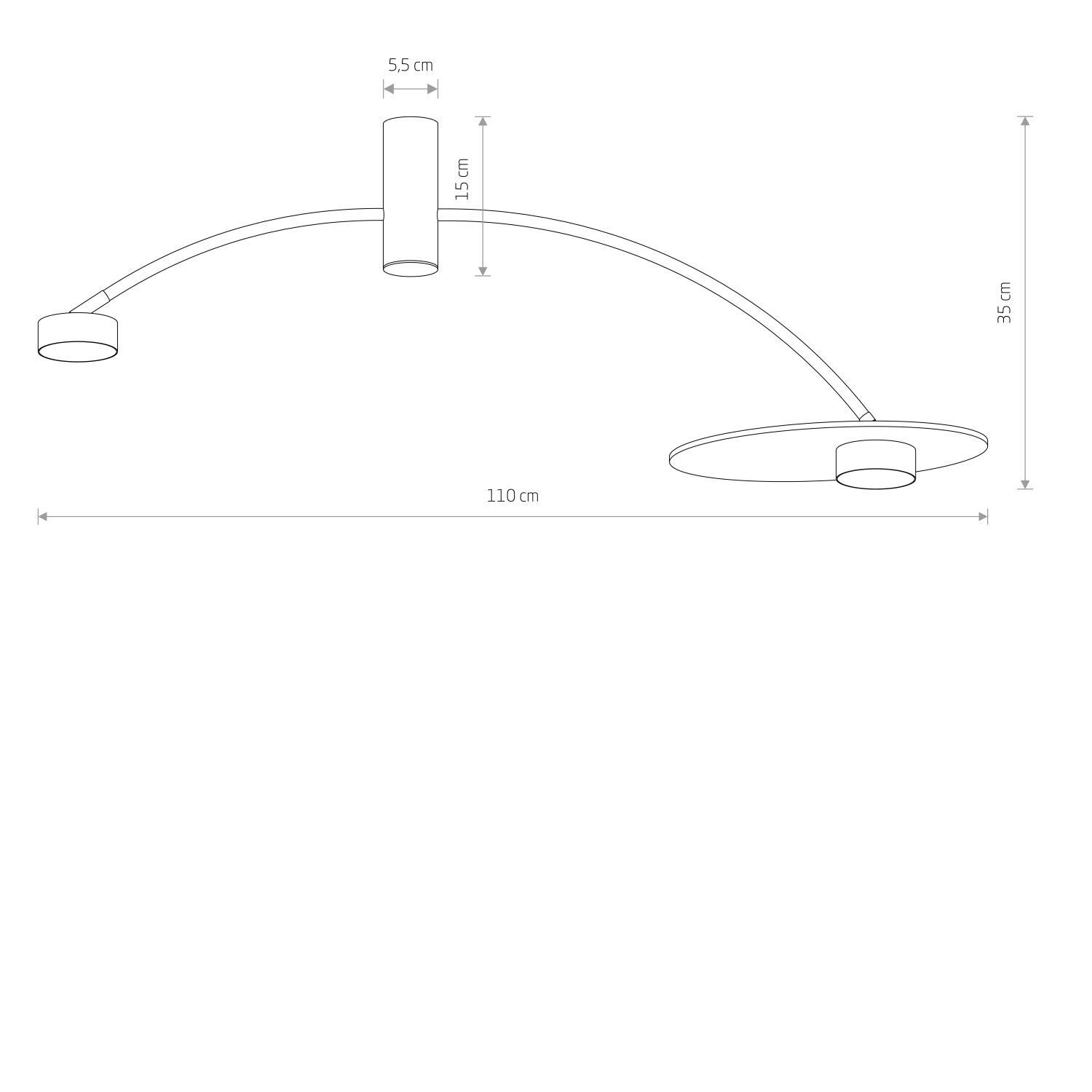Deckenlampe 2-flammig GX53 Schwarz Holz B: 110 cm