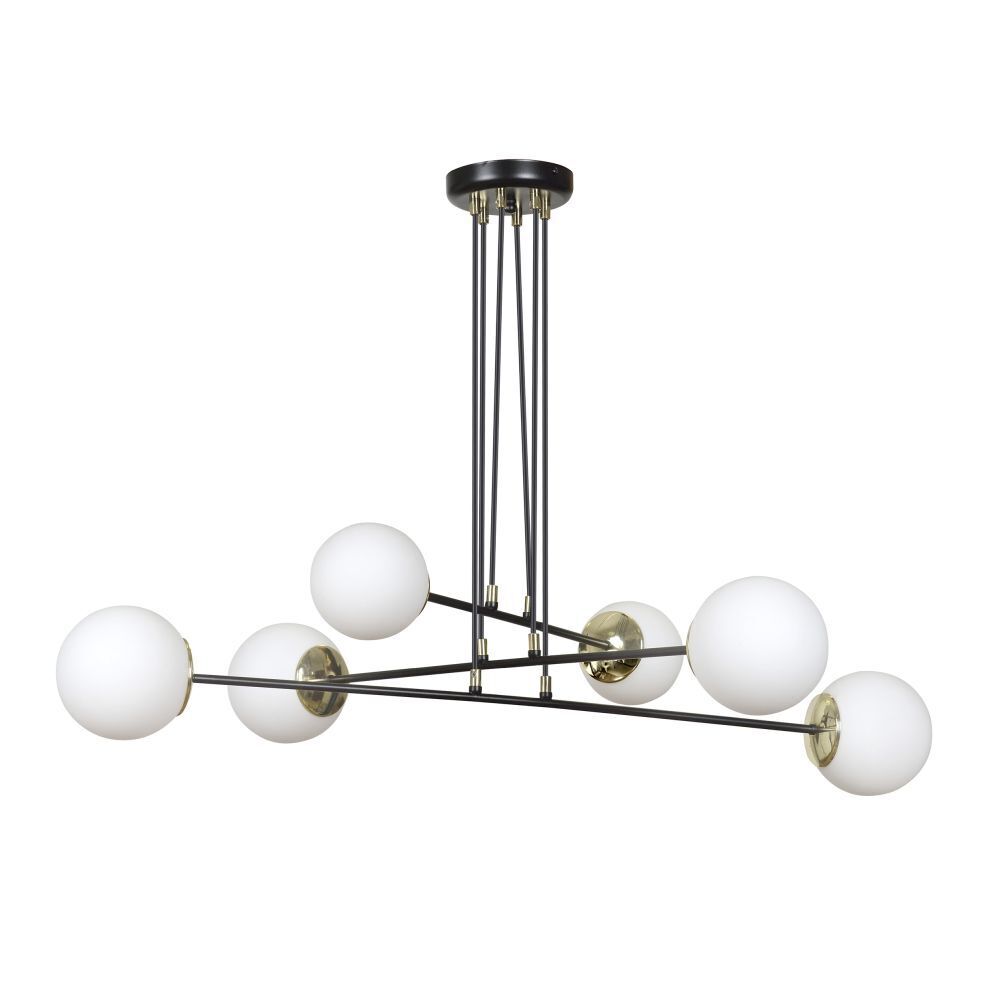 Hängelampe Schwarz verstellbar Glas 6x E27 Hängeleuchte