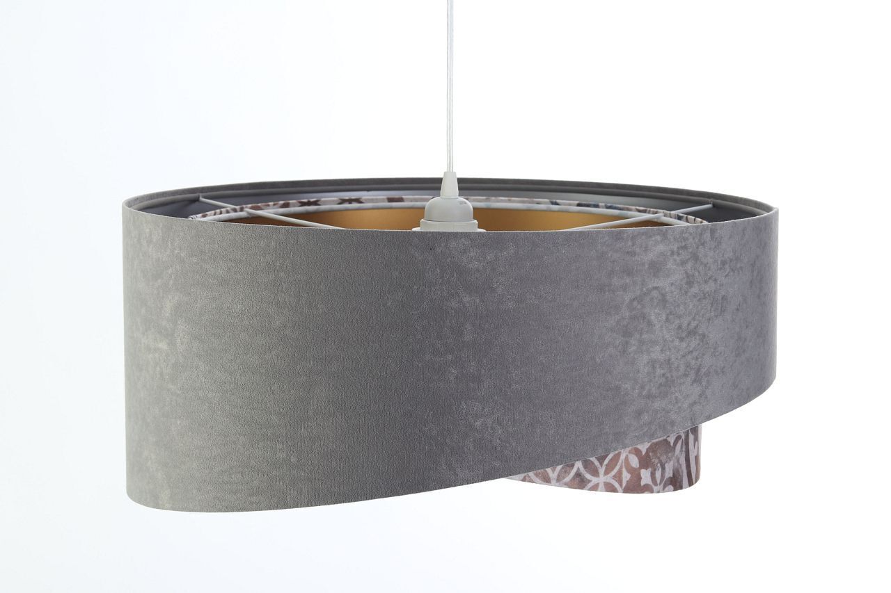 Pendelleuchte E27 rund D: 50 cm Velours Optik Modern Stoff