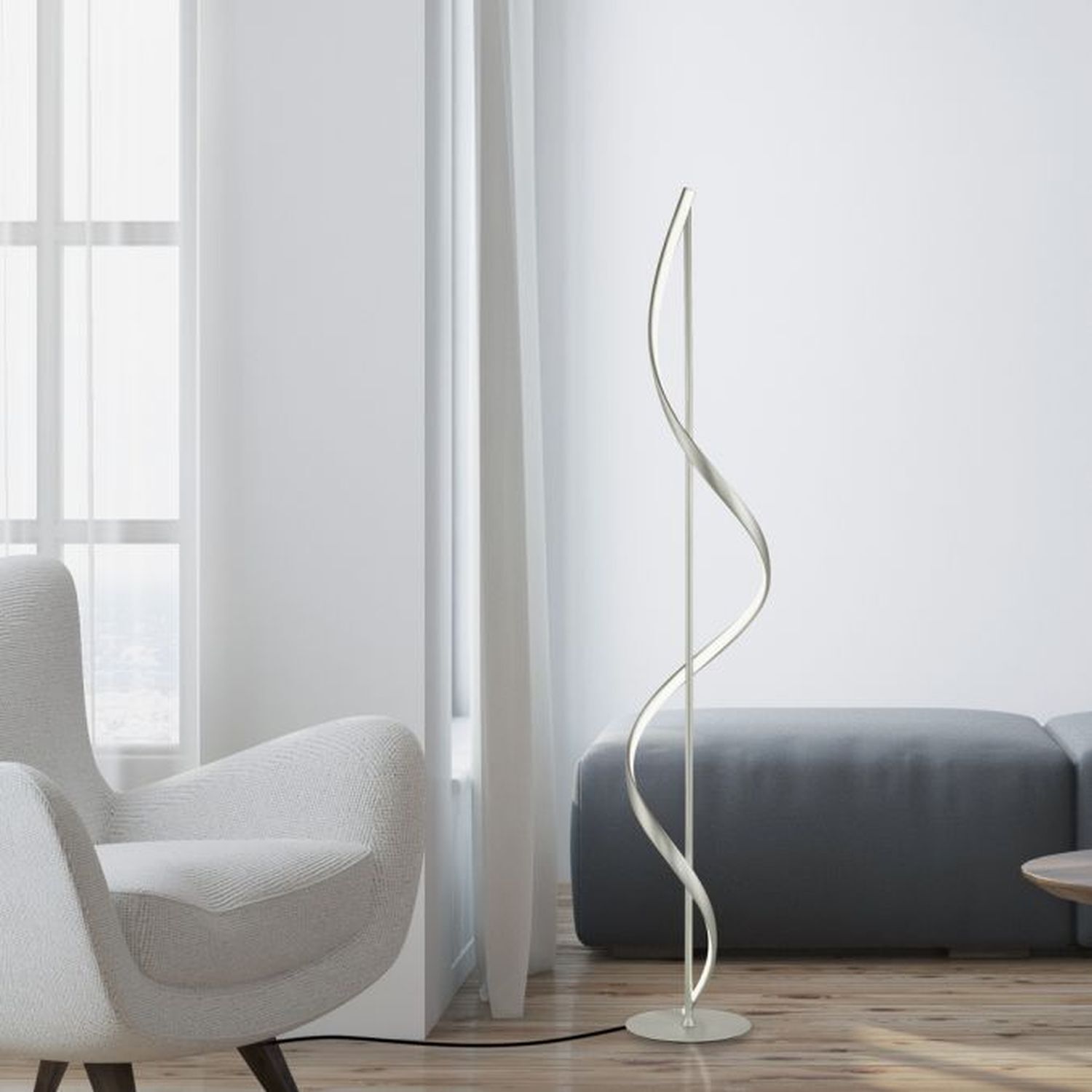 LED Stehlampe Farbtemperaturwechsel 141 cm 24 W Silber Lampe, Stehlampe, Mobiliar