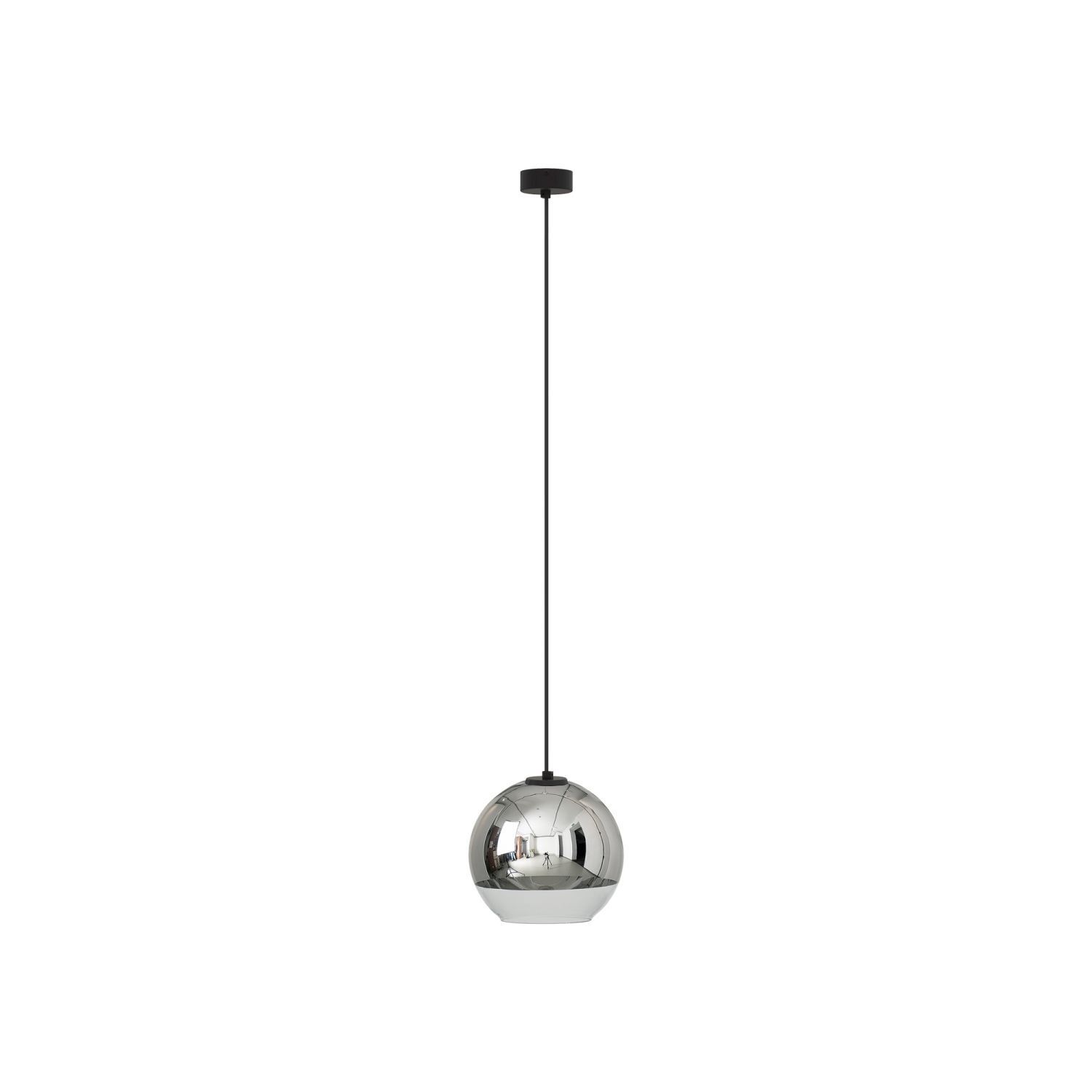 Hängeleuchte Chrom E27 Ø 20 cm Glas Metall Kugelschirm