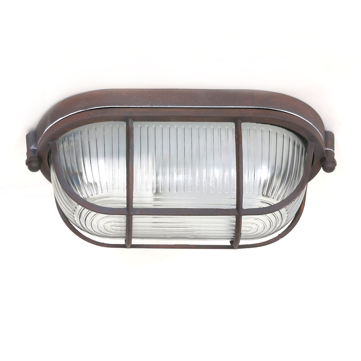 Deckenlampe Riffelglas Metall Braun L:21 cm Industrie
