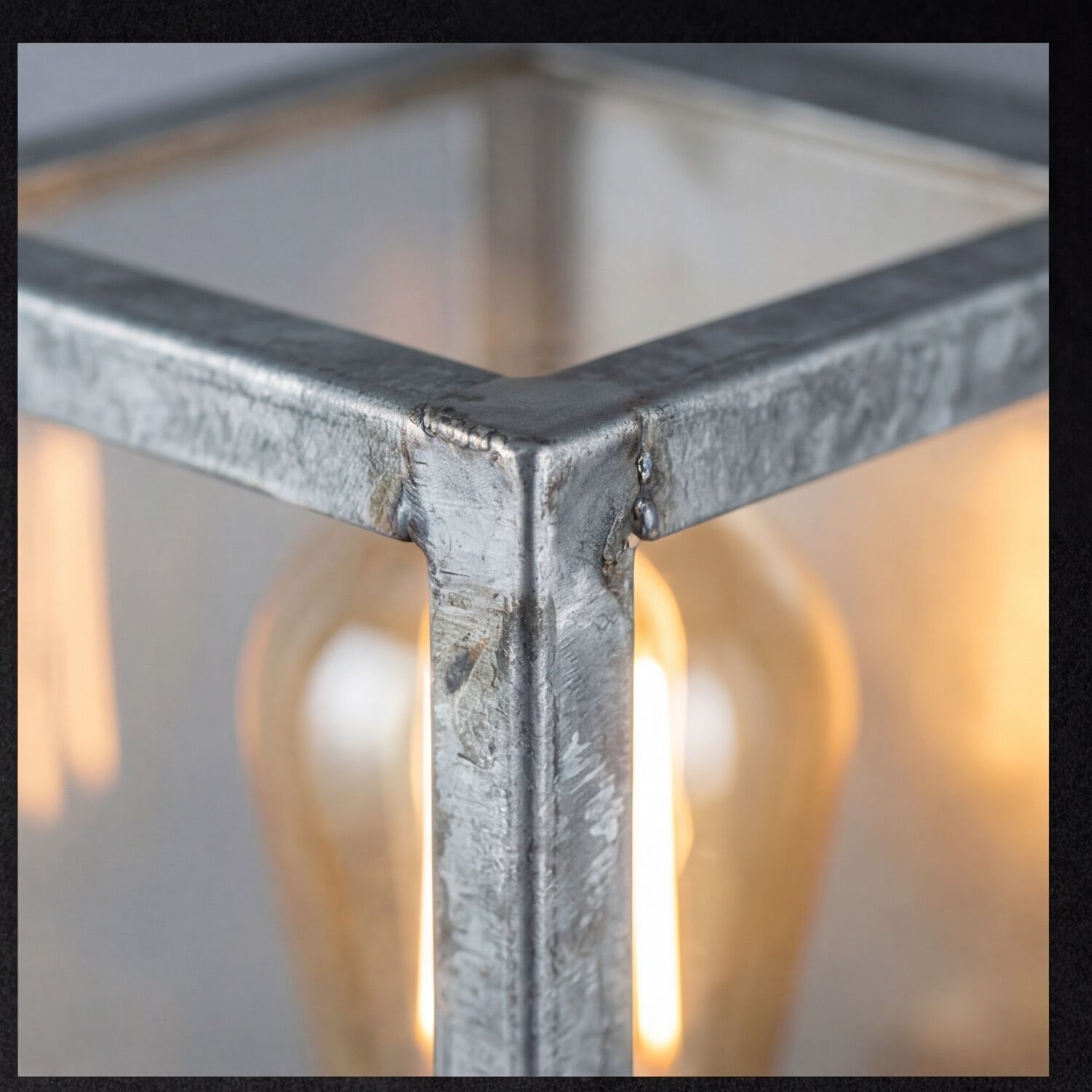 metallrahmen, glühbirne, lampenschirm, stahl, eckig