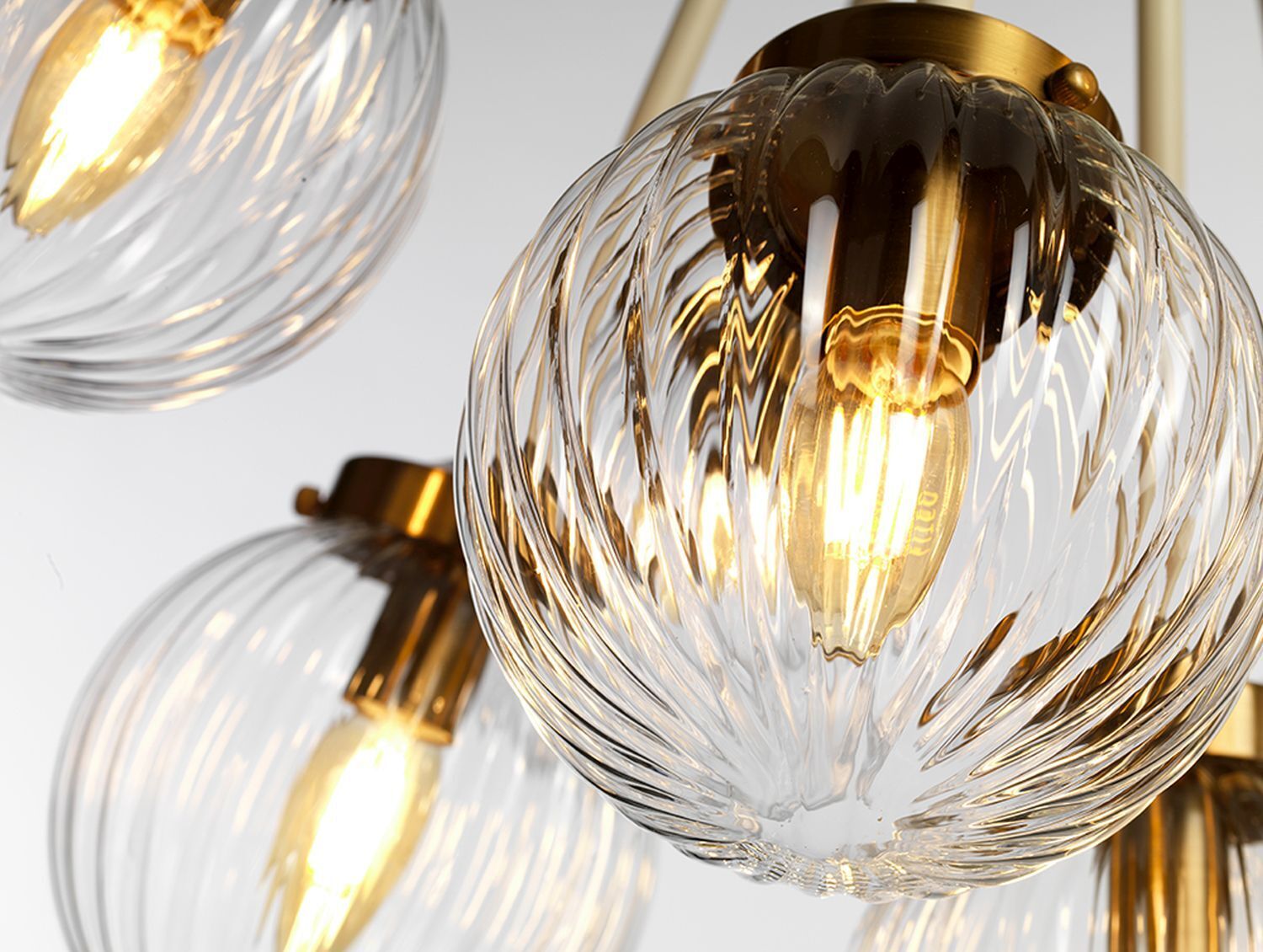 Hängelampe Kugel Schirm Glas Metall in Creme Messing