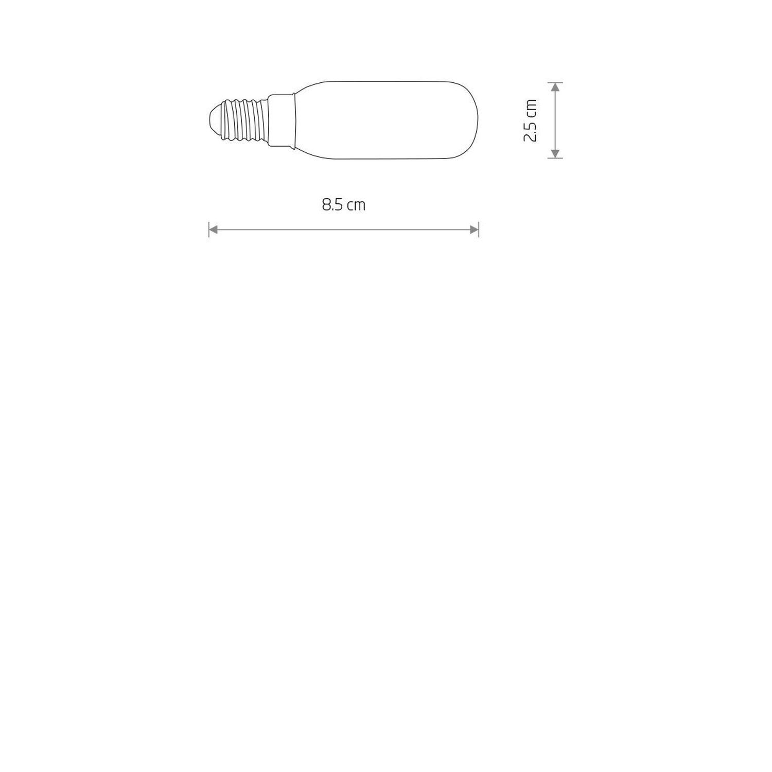 LED Leuchtmittel Glas Ø2,5 cm rund 3000 K 400 lm E14 Globus, Form, Durchsichtige Zeichnung, Abmessungen, Objektkontur