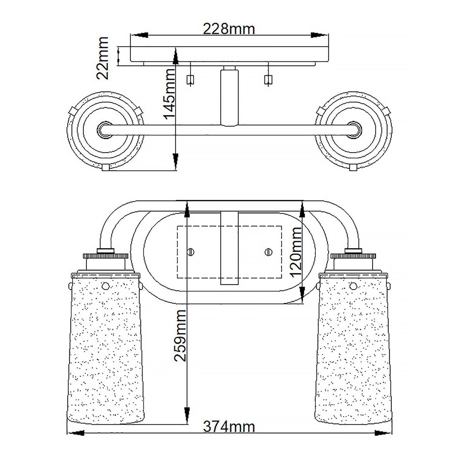 Badezimmerleuchte Wand B: 37,4 cm IP44 Metall Glas in Messing