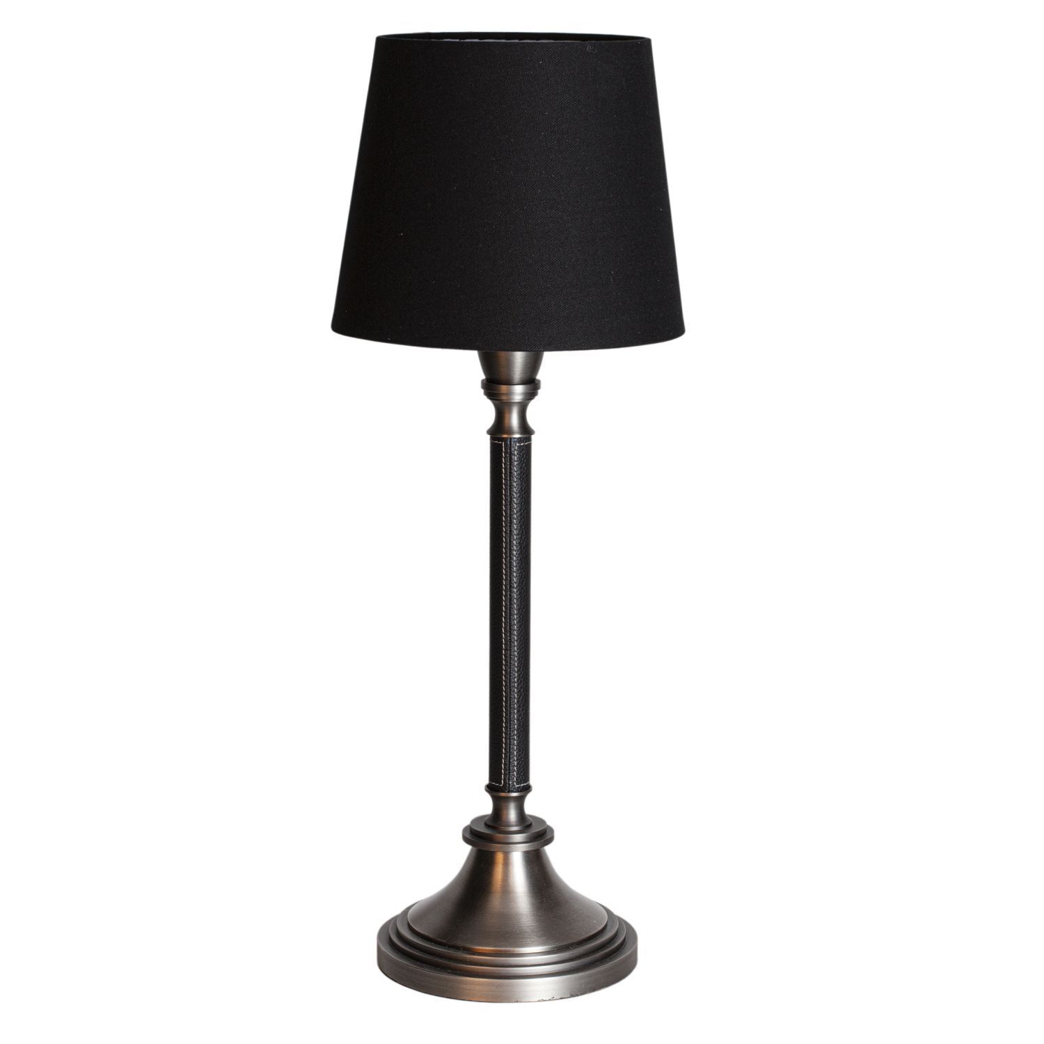 Tischlampe Stoff Metall E27 59,5 cm in Schwarz Silber