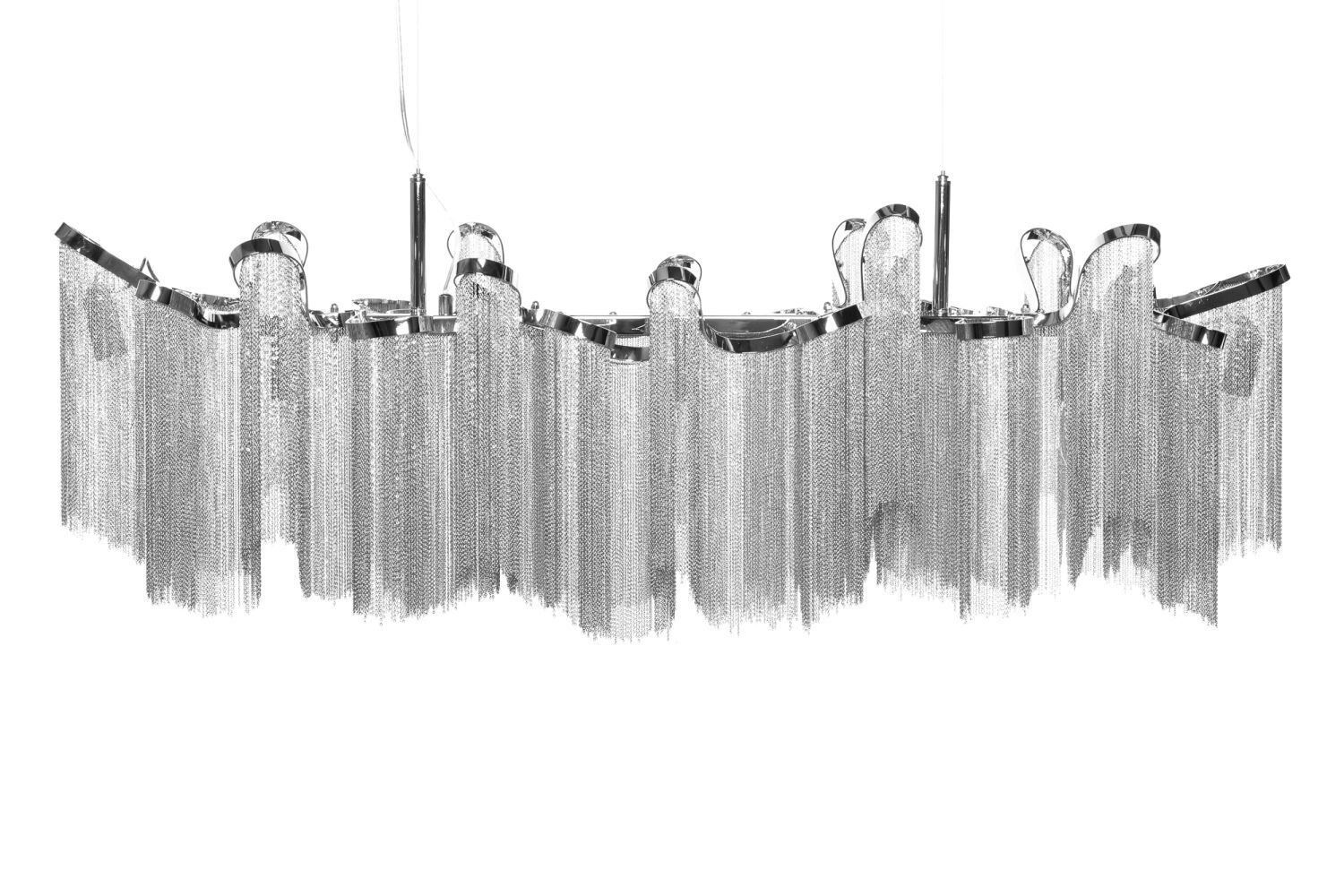 Design Pendelleuchte RIRRE Metall Ketten Silber Esstisch Leuchter, Lampe, Drinnen, Zimmer, Duscharmatur