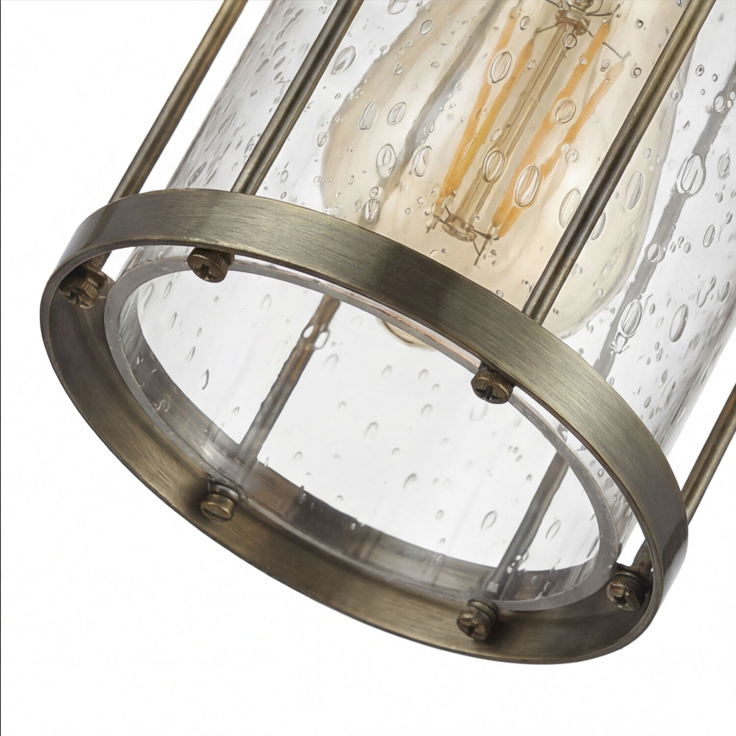 Laterne, Glas, E27, Metallrahmen, Bubbelglas