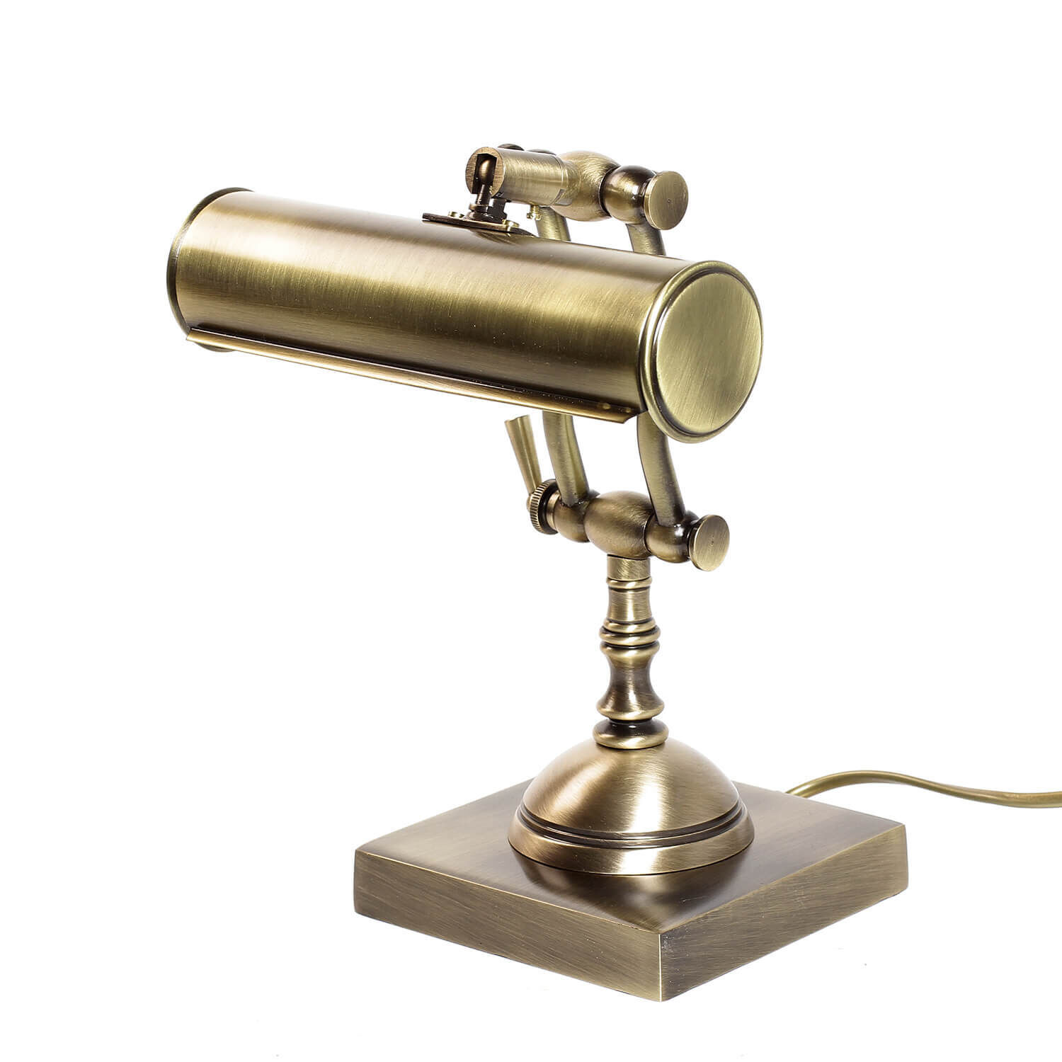 Edle Tischleuchte aus Echt-Messing Premium Bronze, Rauchrohr