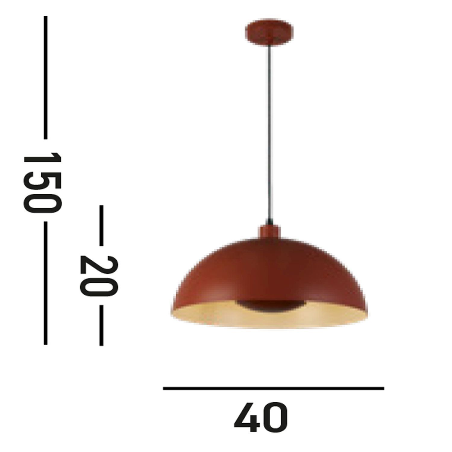 Hängelampe Loft E27 bis 60 W Ø40 cm Metall in Orange Lampe, Leuchte