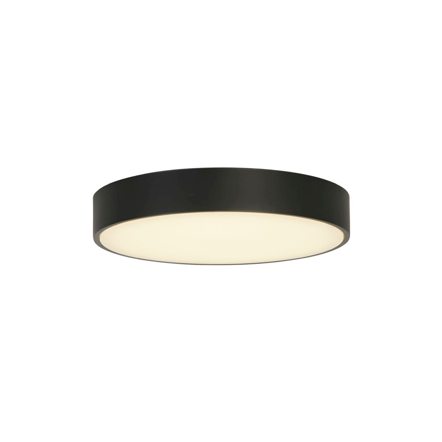 Runde LED Deckenleuchte Schwarz Metall B:25 cm 3000 K