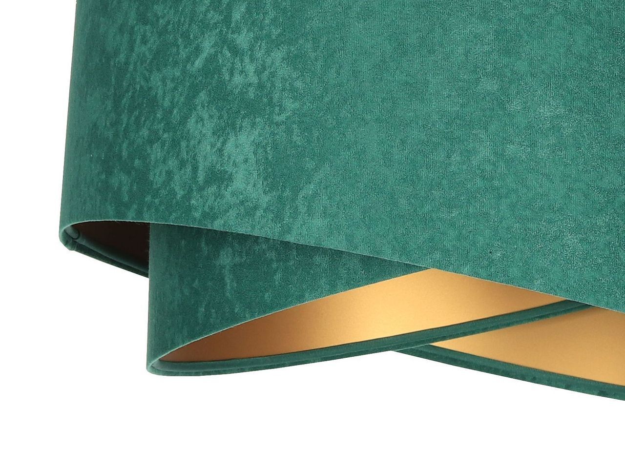 Hängeleuchte Stoff E27 rund D: 50 cm Grün Gold Velours Optik