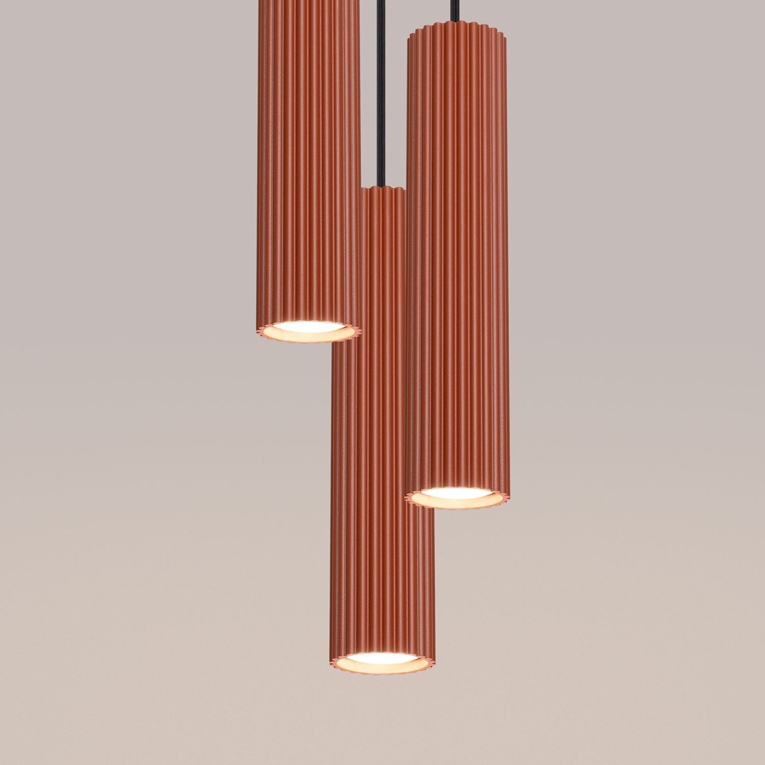 Pendelleuchte 3-flammig GU10 Rot aus Aluminium B: 19,5 cm