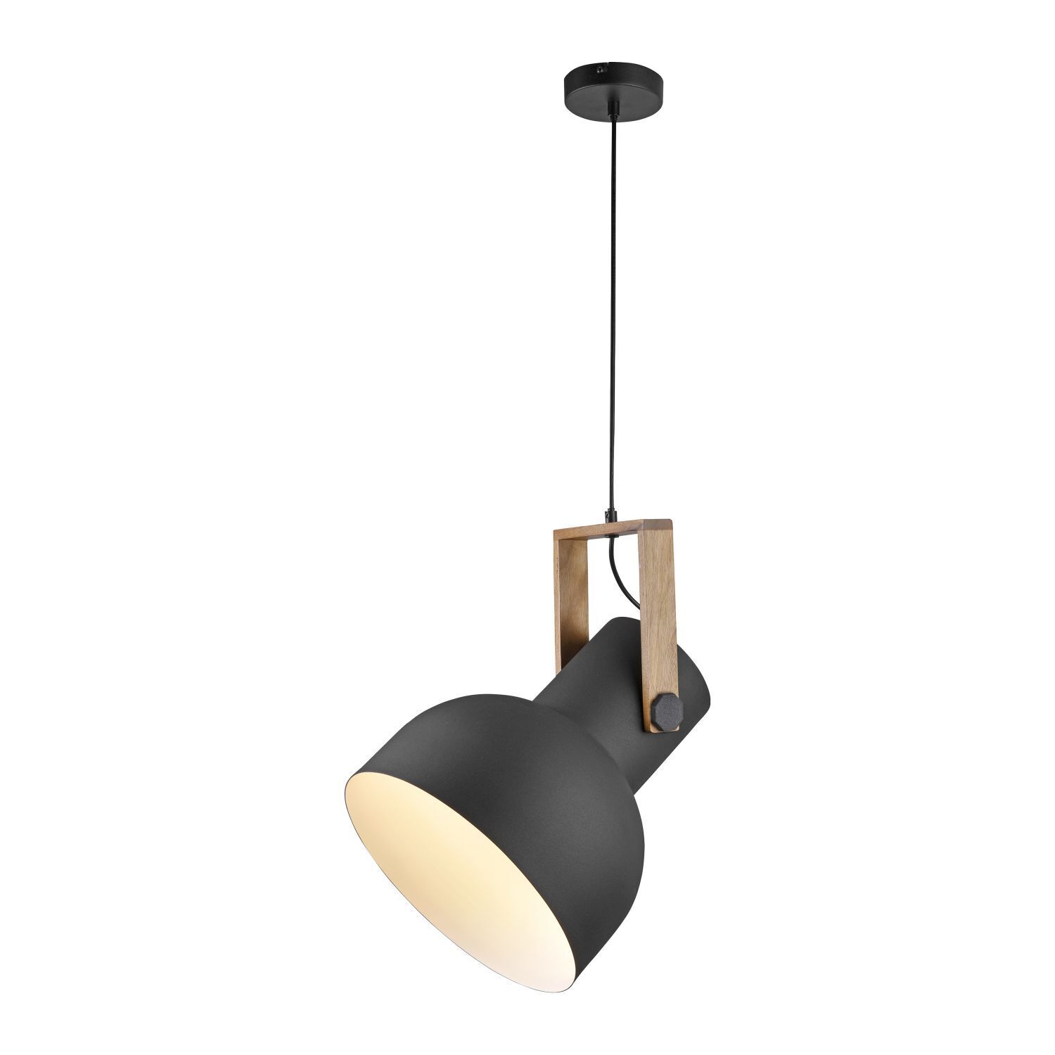 Bewegliche Hängeleuchte Schwarz Holz Metall E27 L:30 cm